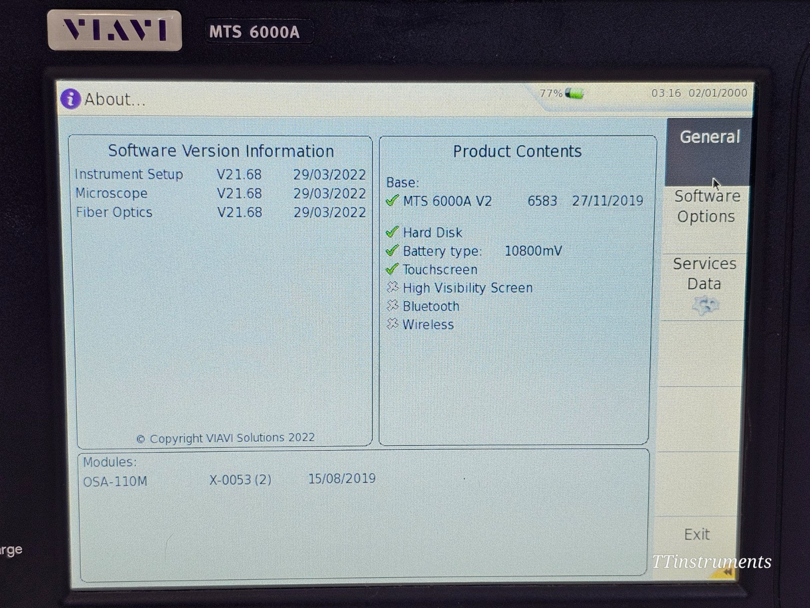 Viavi JDSU 6000V2 + OSA-110M OSA Optical Spectrum Analyzer 1250nm up to 1650nm