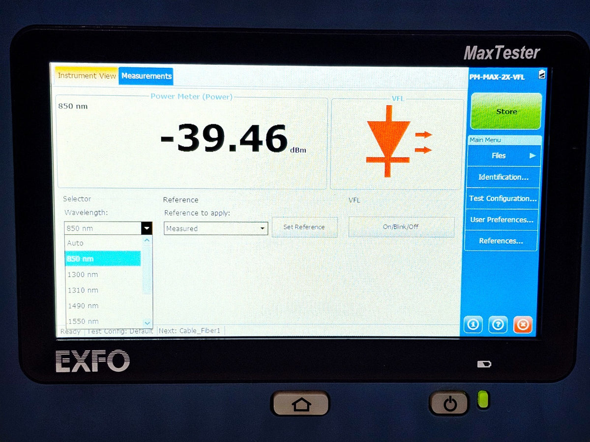 EXFO MAX-730C-SM8-EA OTDR touchscreen display close-up