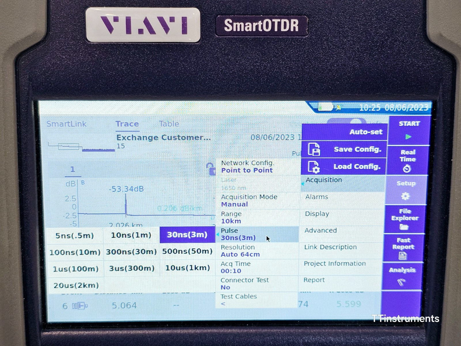 Viavi JDSU E118FA65PPM SmartOTDR 1650 nm 32 dB LIVE/Filtered APC SM PON OTDR VFL
