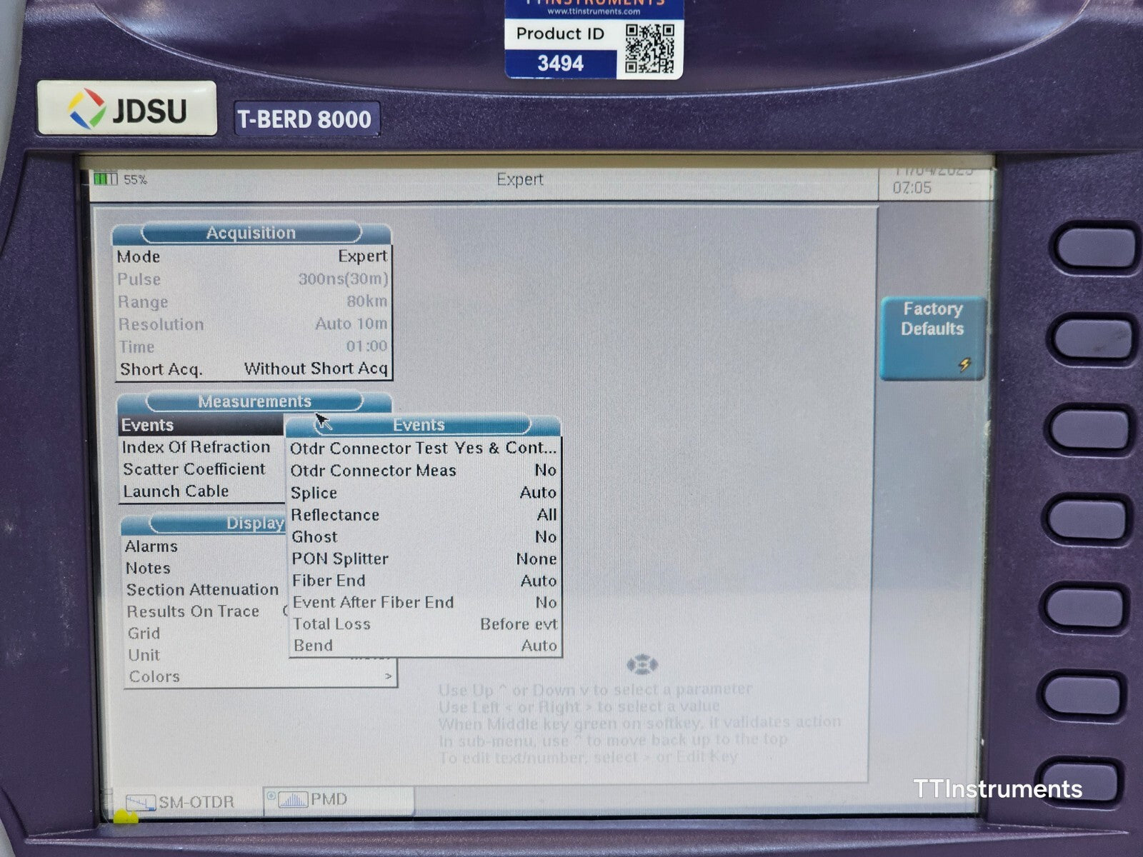 Calibrated Viavi JDSU T-BERD 8000 with CD PMD Analyzer 5083CD OTDR 81PMD