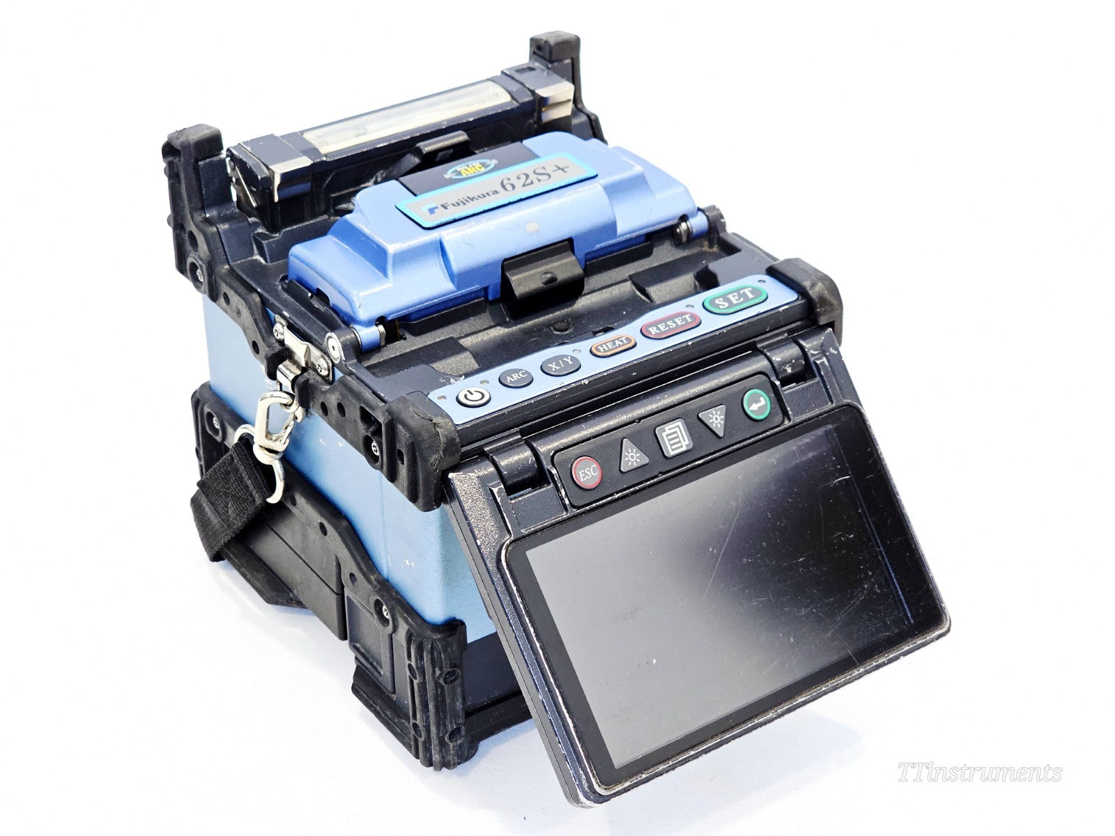 Fujikura 62S+ fusion splicer side angle view showing overall unit condition