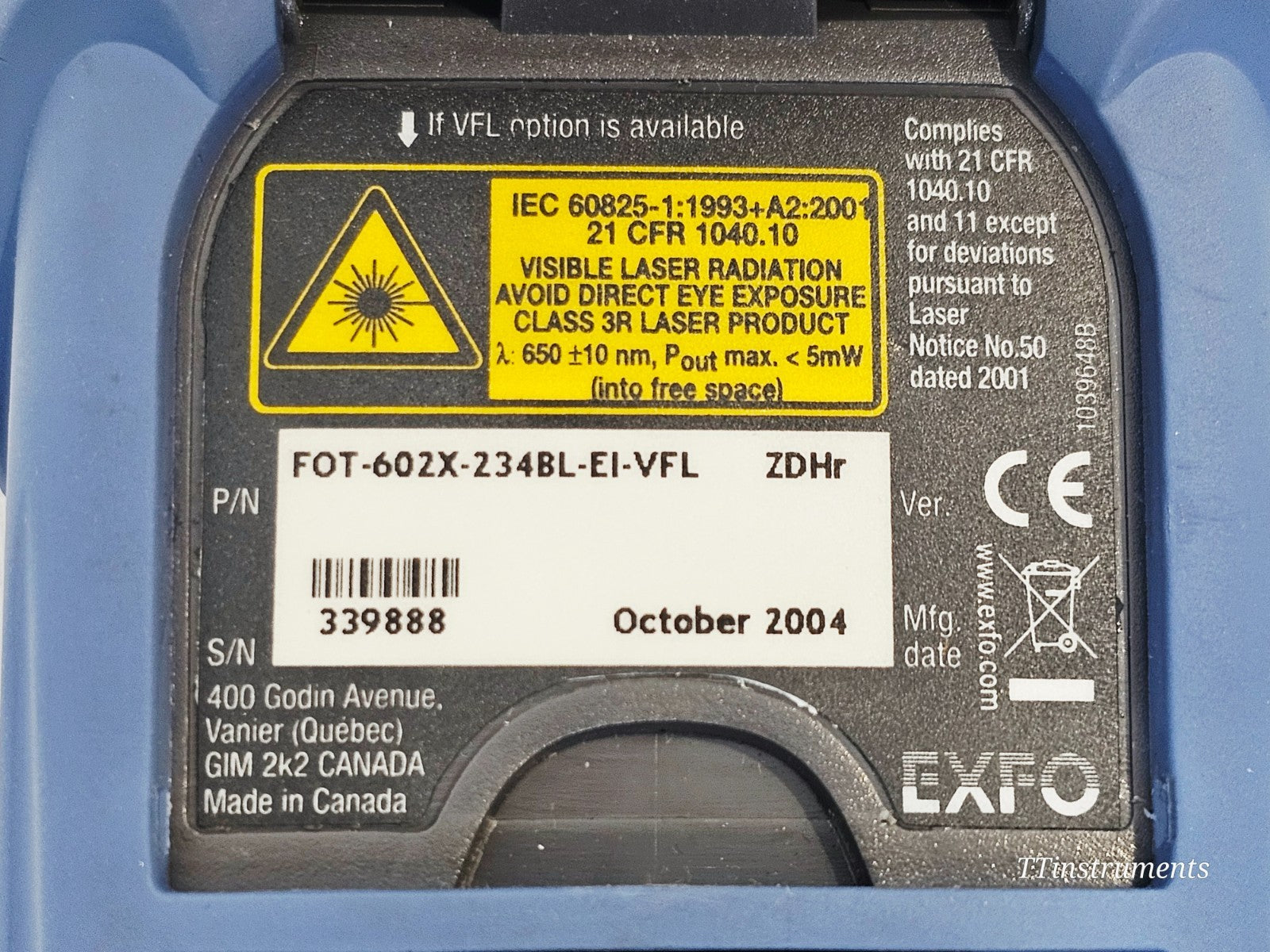 EXFO FOT-600 optical test equipment keypad and controls