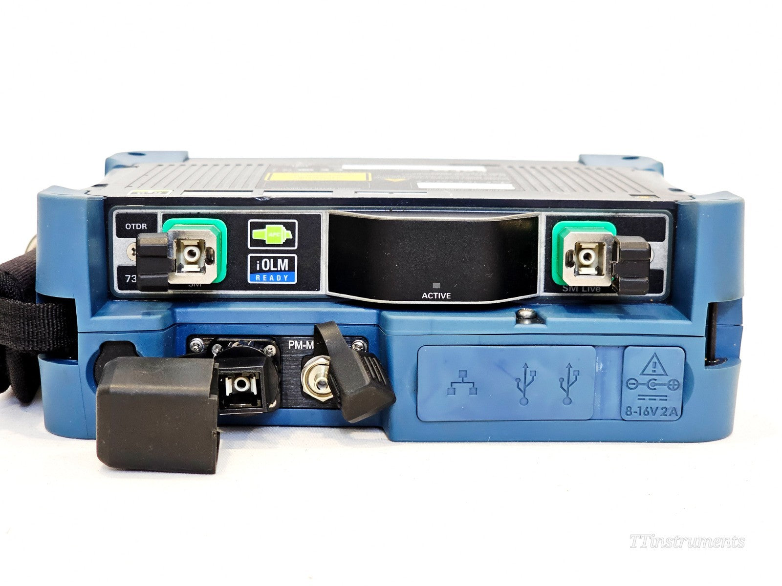 EXFO MAX-730C-SM8-EA OTDR bottom panel and label detail
