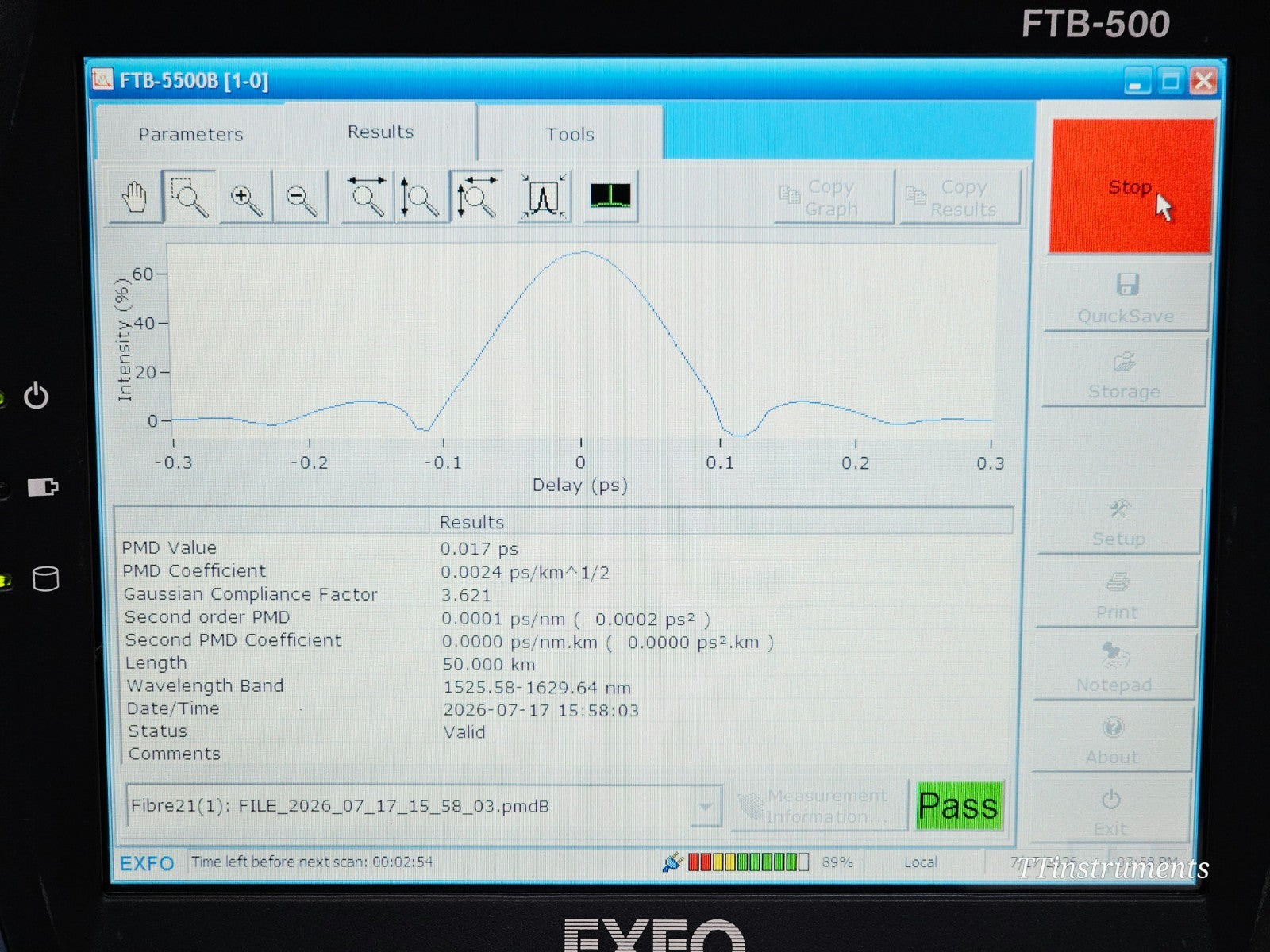 EXFO FTB-500 overall cosmetic condition view used fibre optic tester