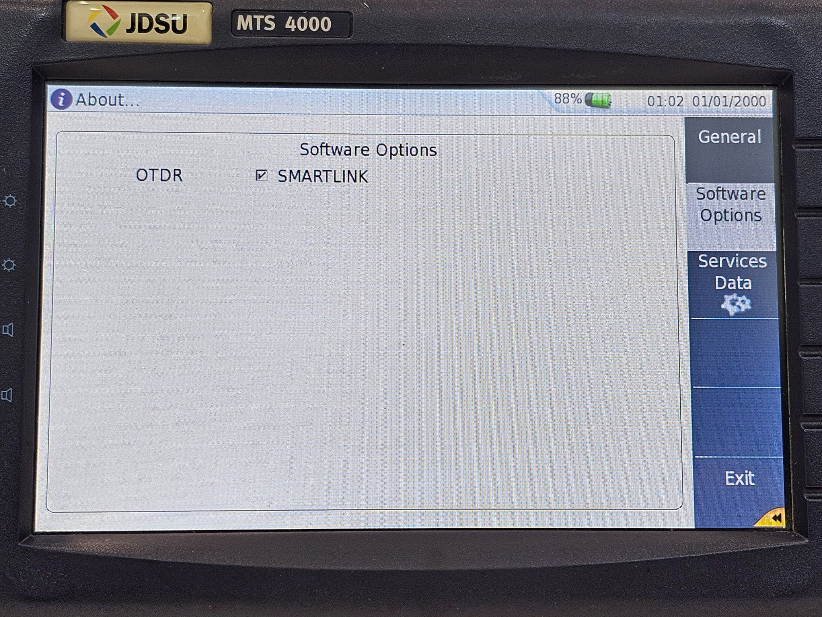 JDSU MTS 4000 Mainframe with PM/VFL & 4126 MA SM OTDR 1310/1550nm SC-APC