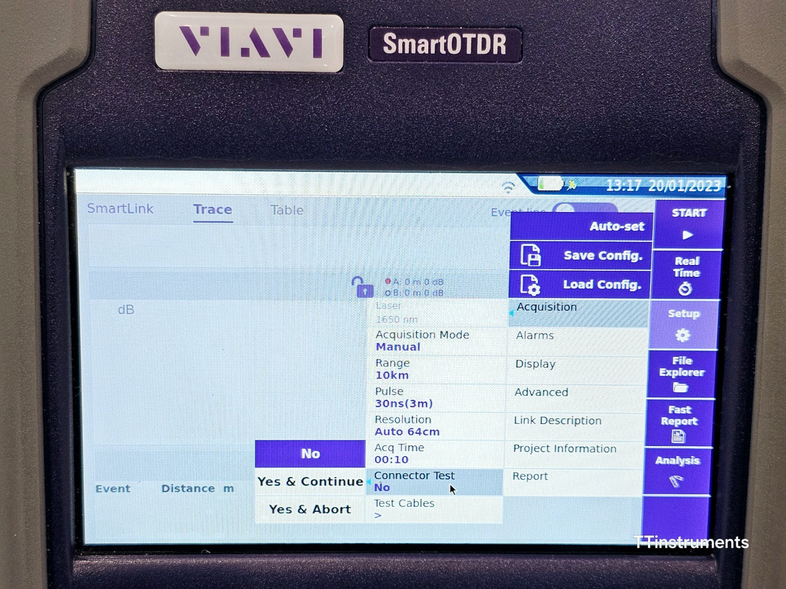 Viavi JDSU E118FA65PPM SmartOTDR 1650 nm 32 dB LIVE Filtered APC SM PON OTDR VFL