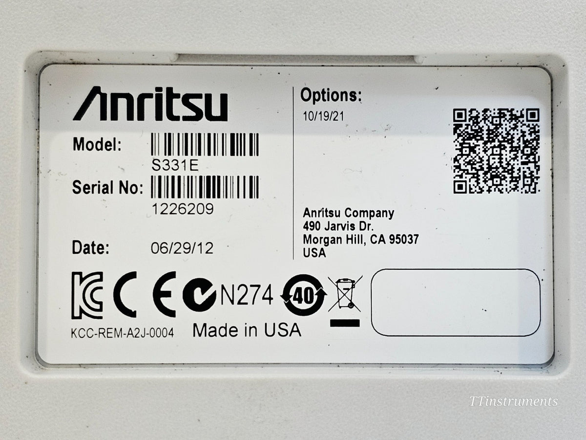 Anritsu S331E cable analyser side view showing RF port connectors