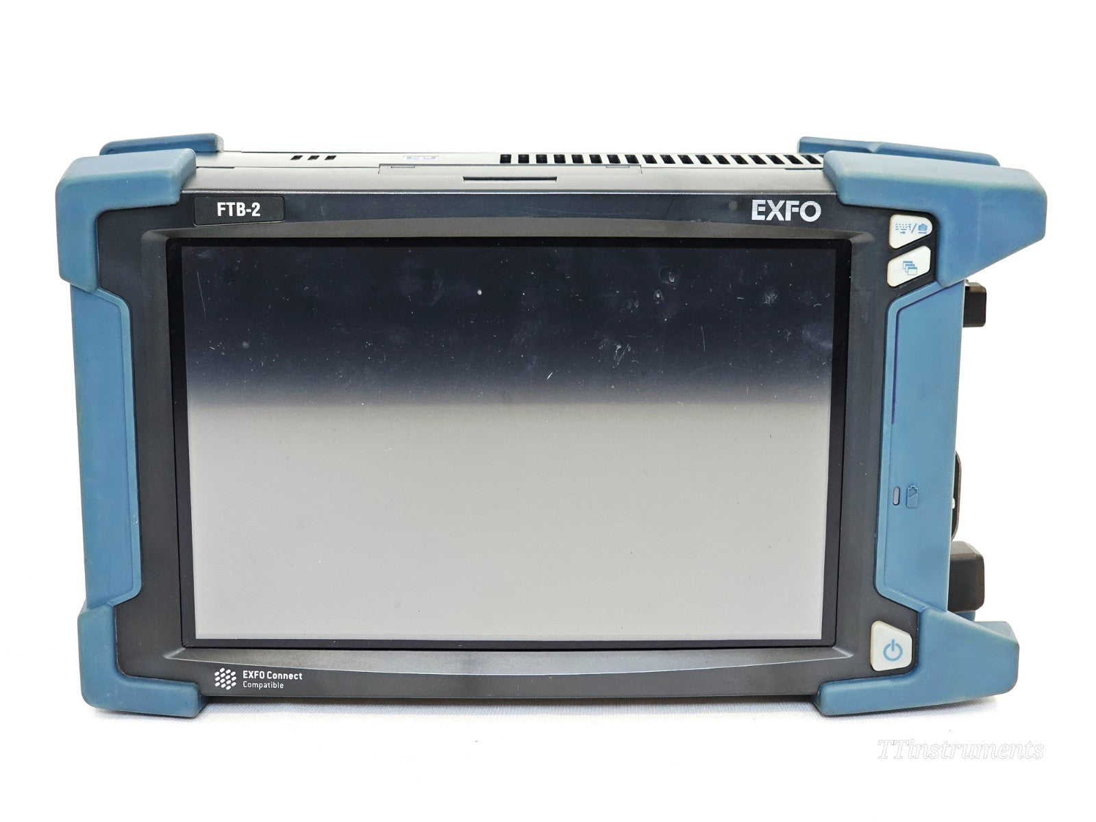 EXFO FTB-2 OTDR front panel view showing display screen and keypad controls