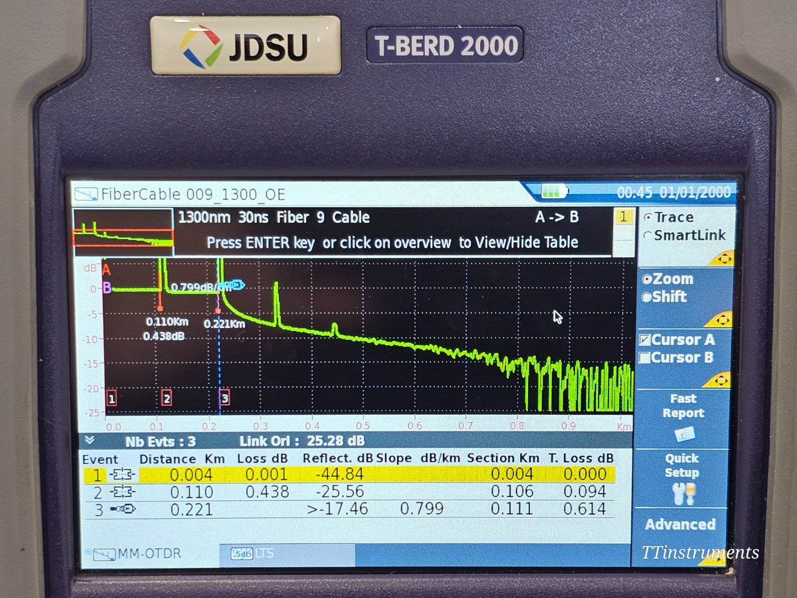 Viavi JDSU T-BERD 2000 + 4146 QUAD OTDR SM MM 850/1300 1310/1550