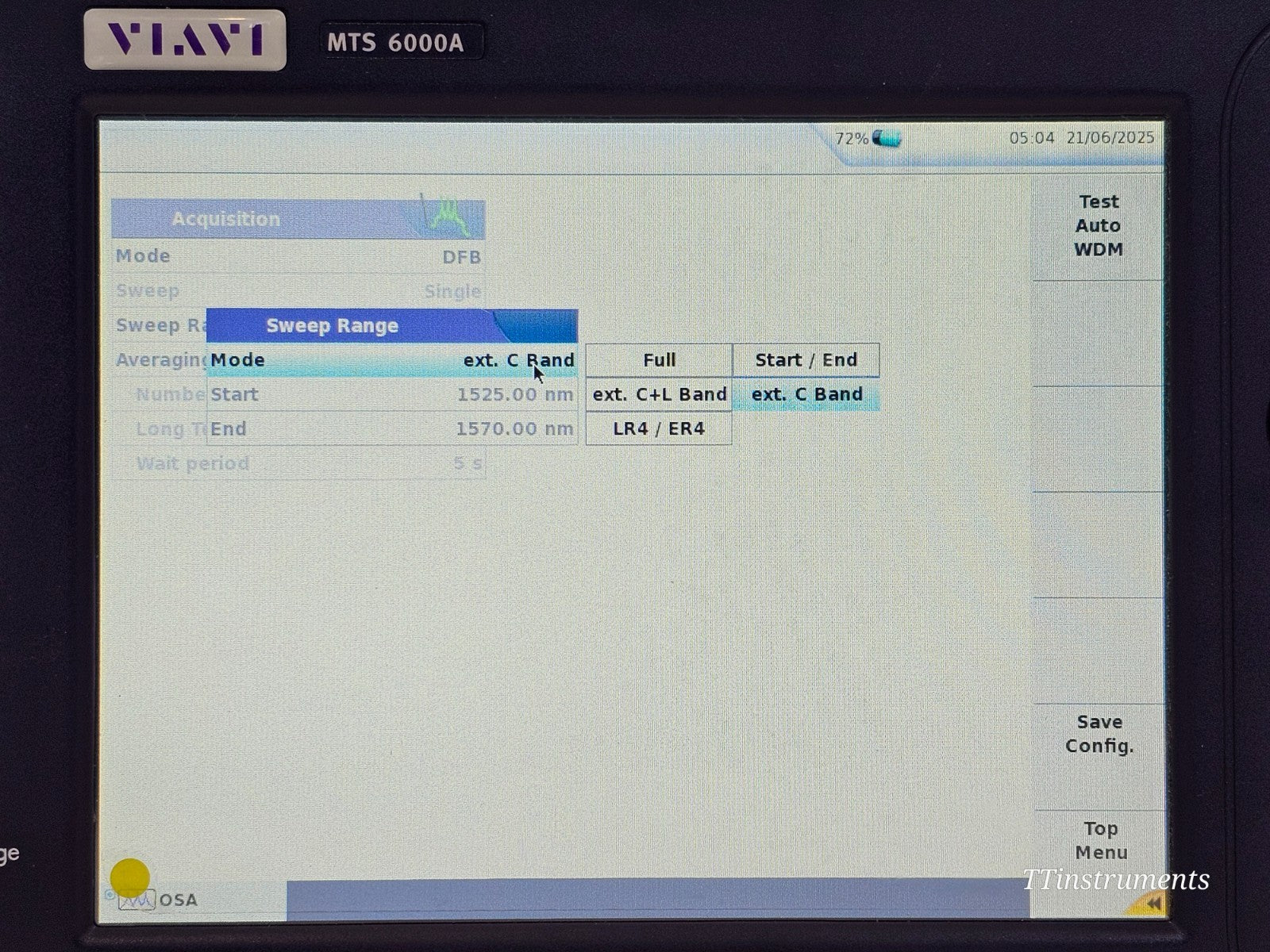 Viavi JDSU 6000V2 + OSA-110M OSA Optical Spectrum Analyzer 1250nm up to 1650nm