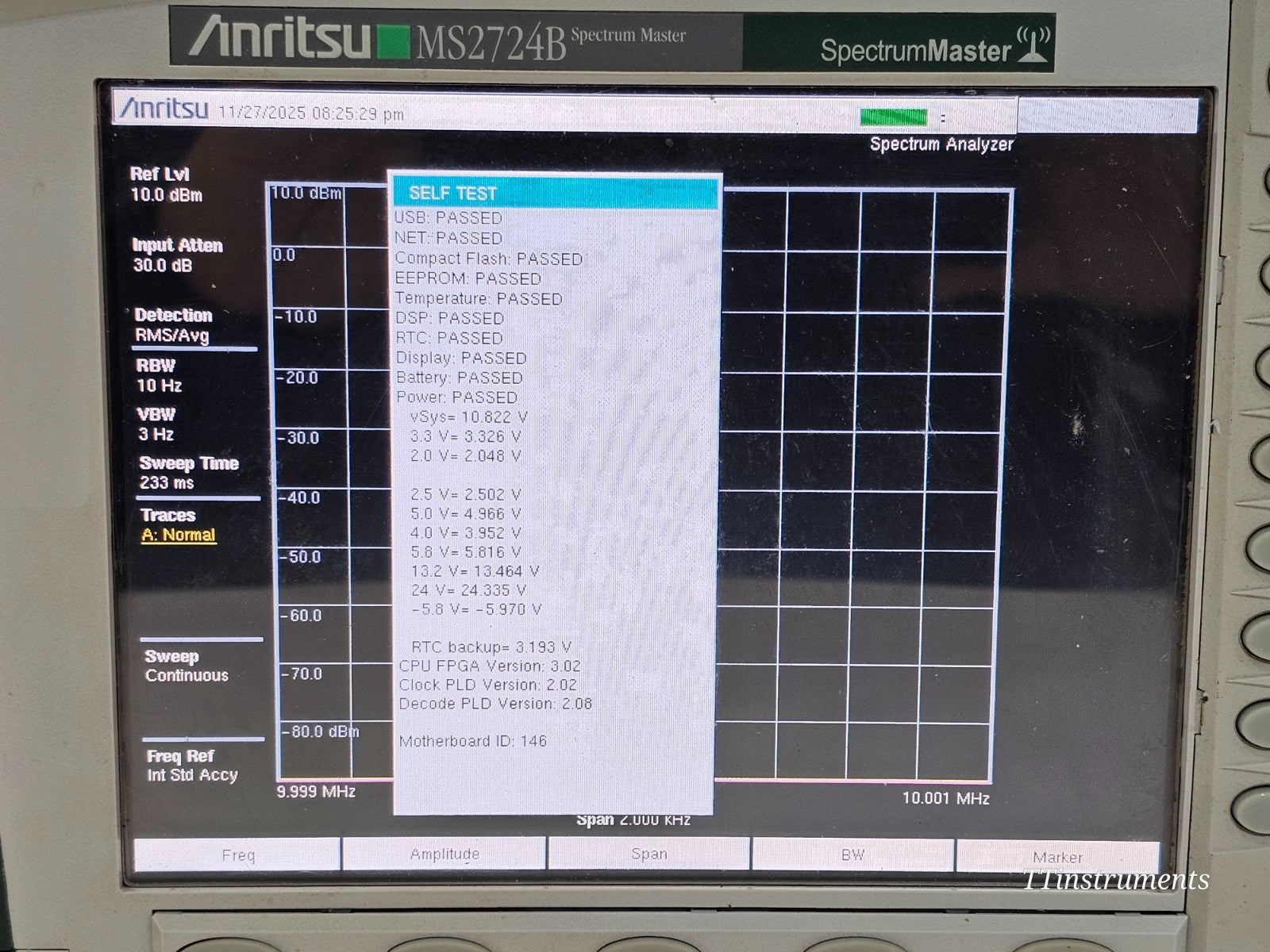 Conditional Cal Anritsu MS2724B Spectrum Master 20 GHz READ Description