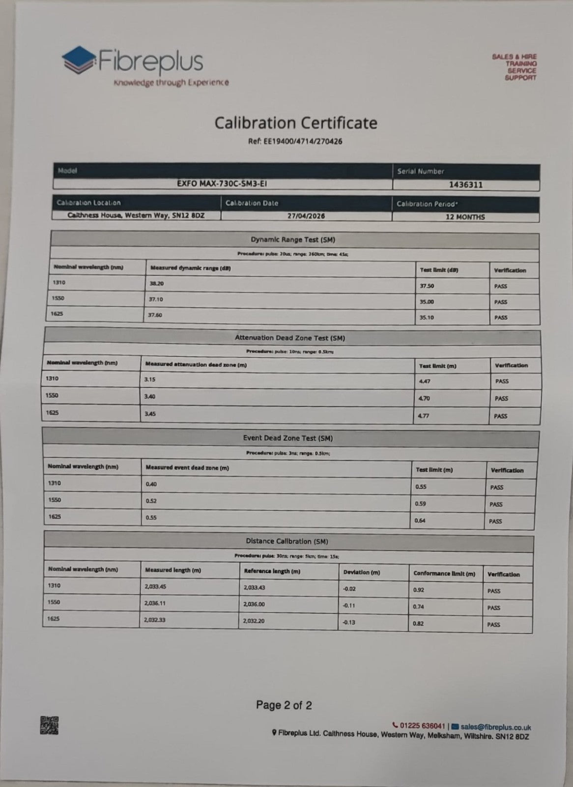 Calibrated EXFO MAX-730C-SM3 MaxTester PON/Metro OTDR 1310/1550/1625nm 730C SM32