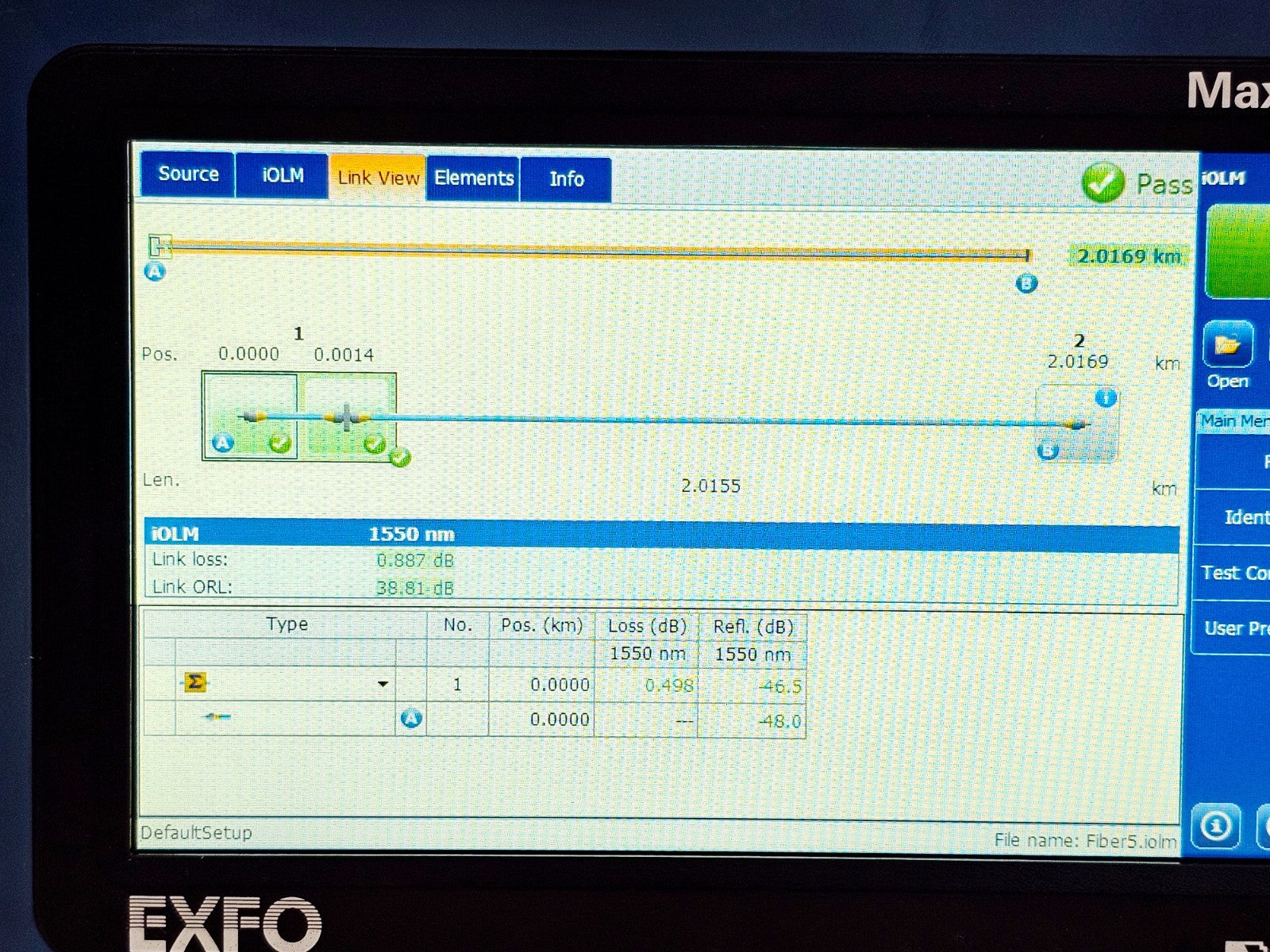 EXFO MAX-715B-M1 iOLM OTDR MaxTester 1310/1550 nm APC SM