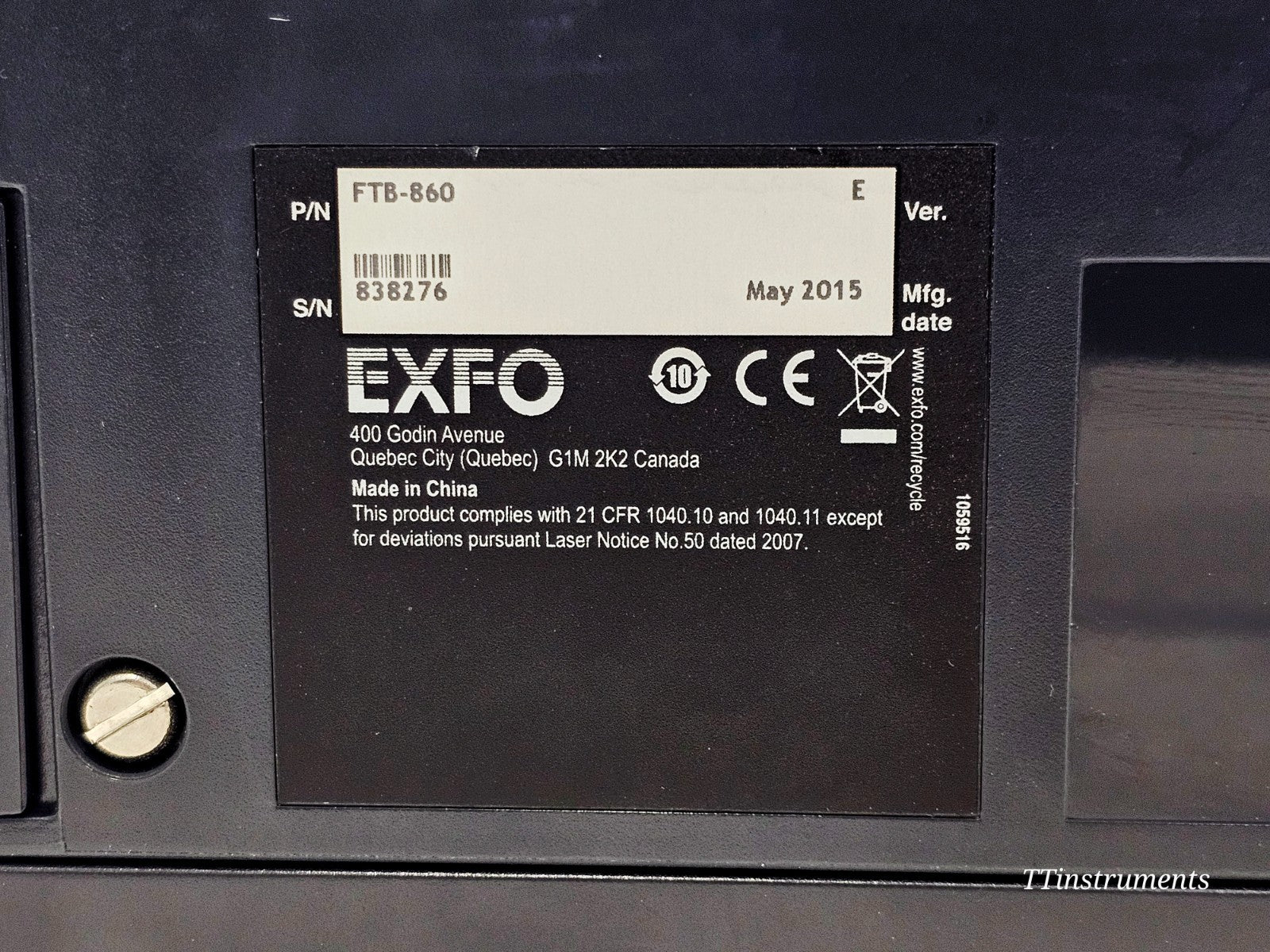 EXFO FTB-1 Mainframe with FTB-860 Ethernet Tester 1G RFC 2544 Ether SAM