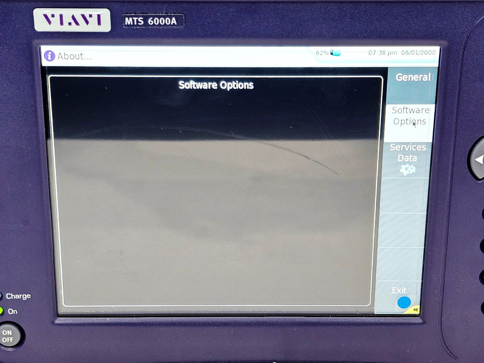 VIAVI MTS fiber optic tester angled view cosmetic detail