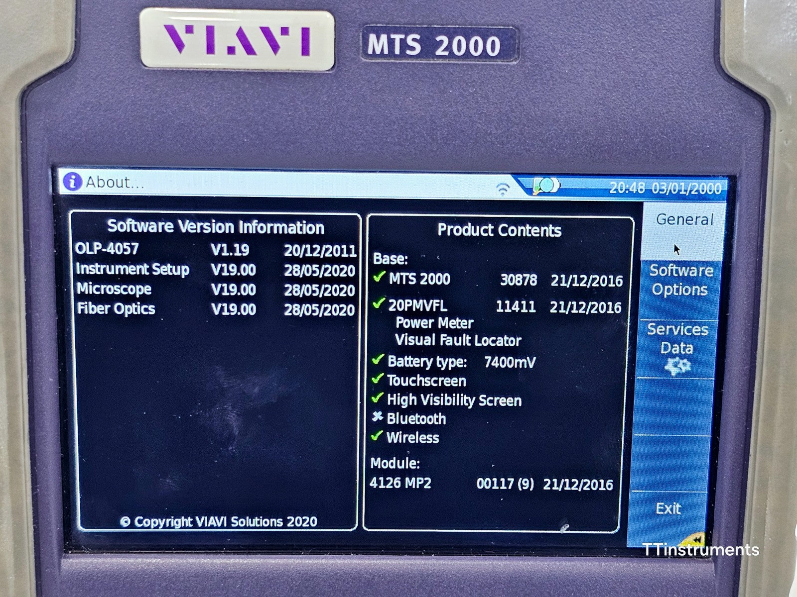 Viavi JDSU MTS 2000 PM/VFL + 4126 MP2 Metro PON 1310/1550 nm OTDR 46/45 dB SC-PC