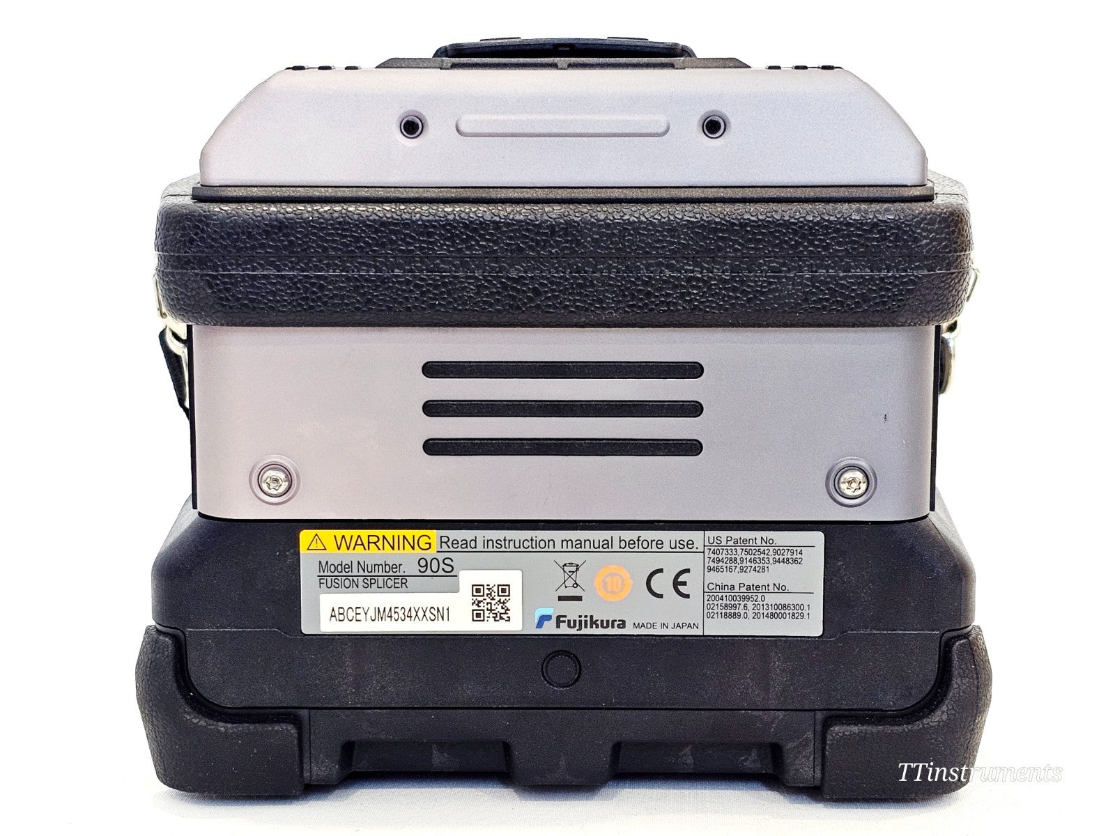 Fujikura 90S fusion splicer side profile view, used fibre optic splicer