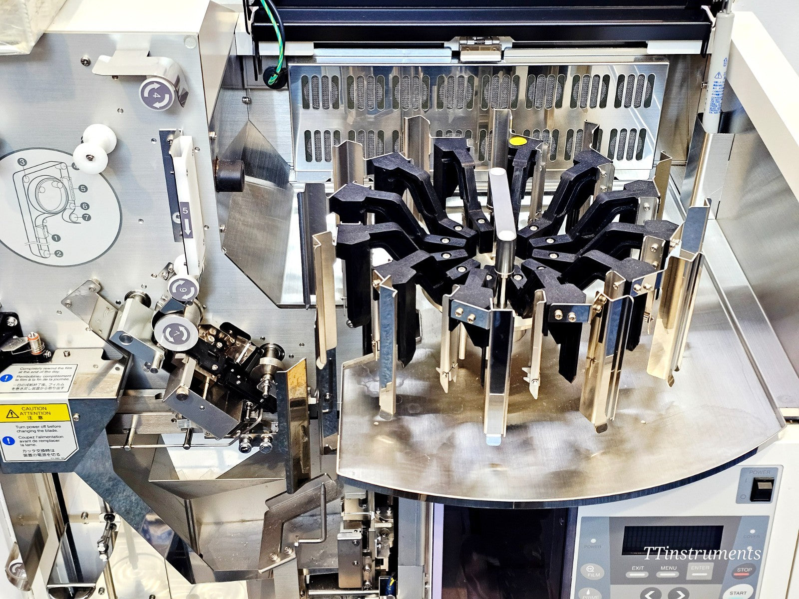 Sakura Tissue-Tek coverslipper internal mechanism close-up detail