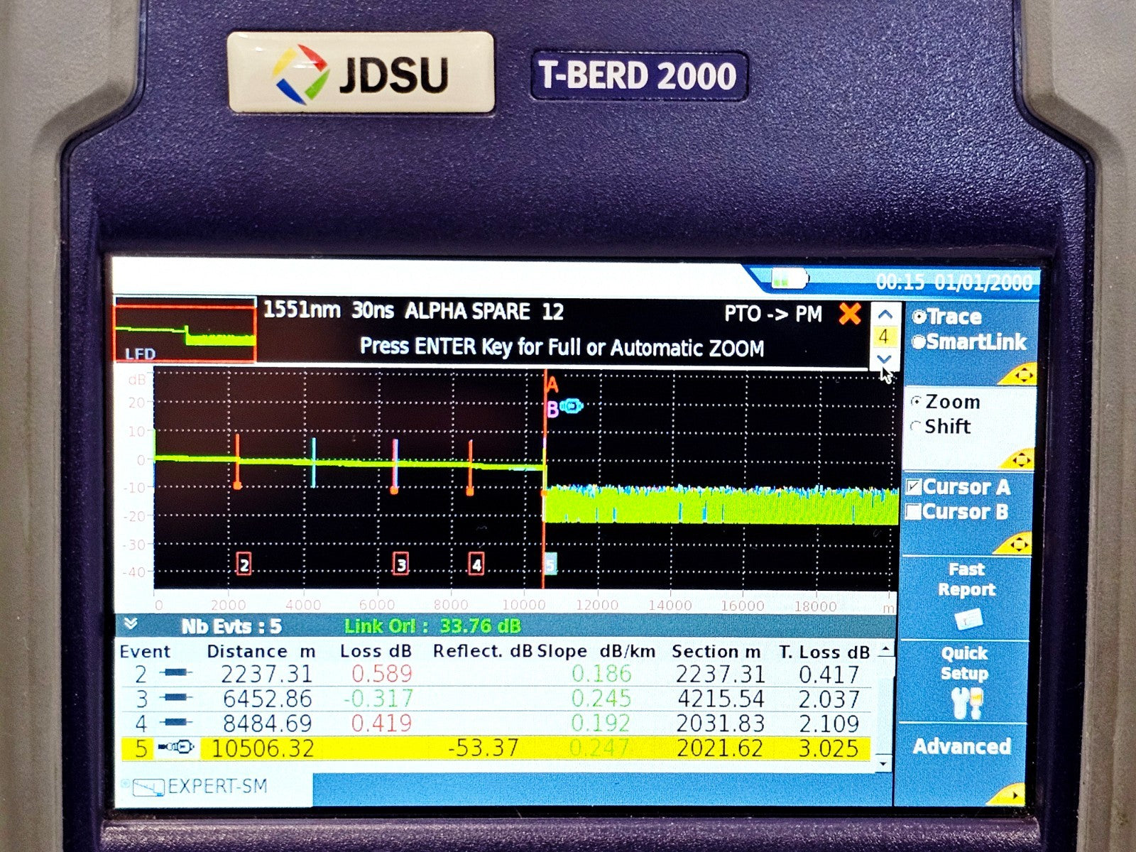 VIAVI JDSU T-BERD 2000 + 41CWDM10U CWDM OTDR 1431-1611nm 10 Wavelength 35dB20