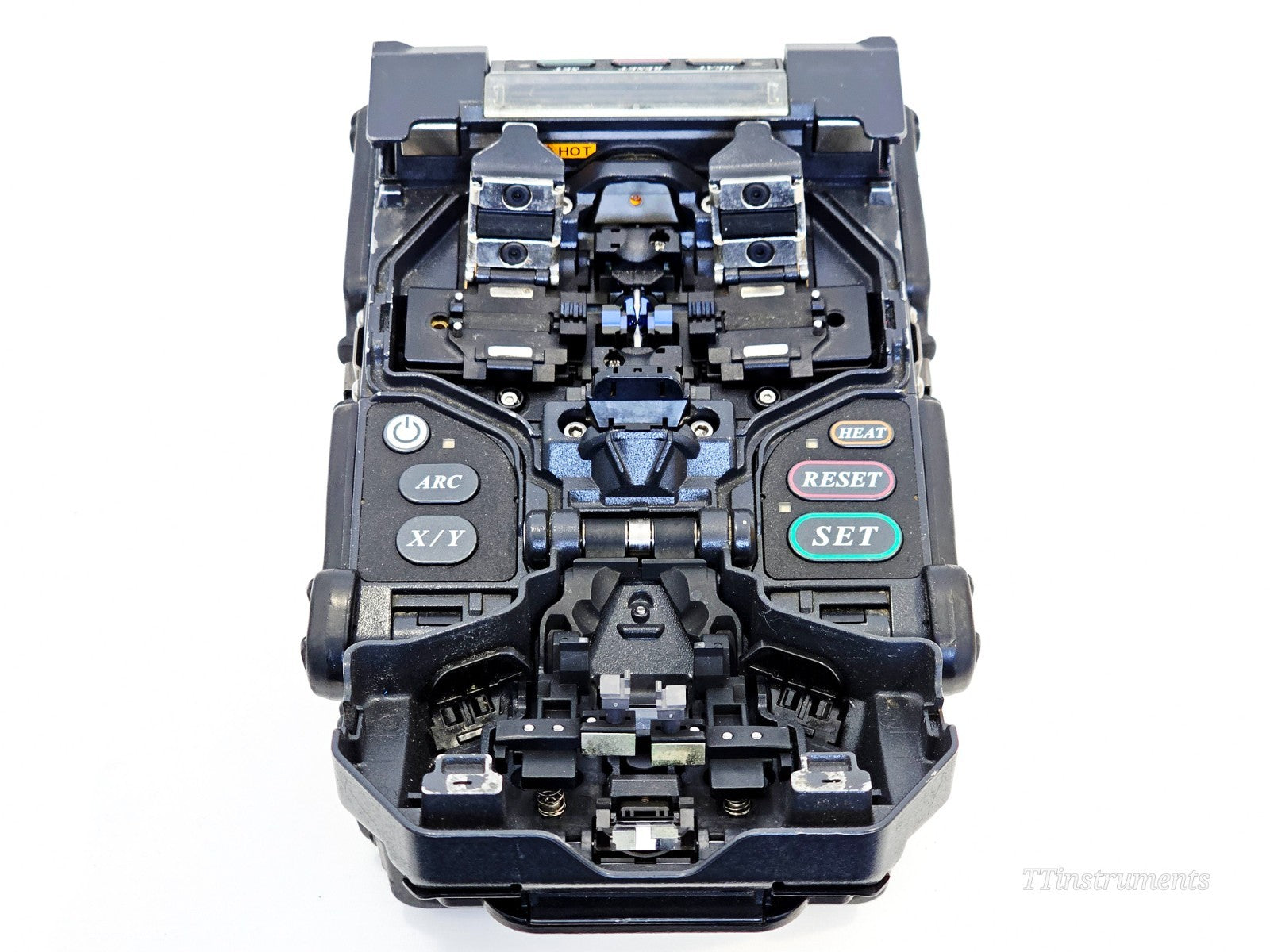 Fujikura FSM-60S fusion splicer side panel showing ports and connections