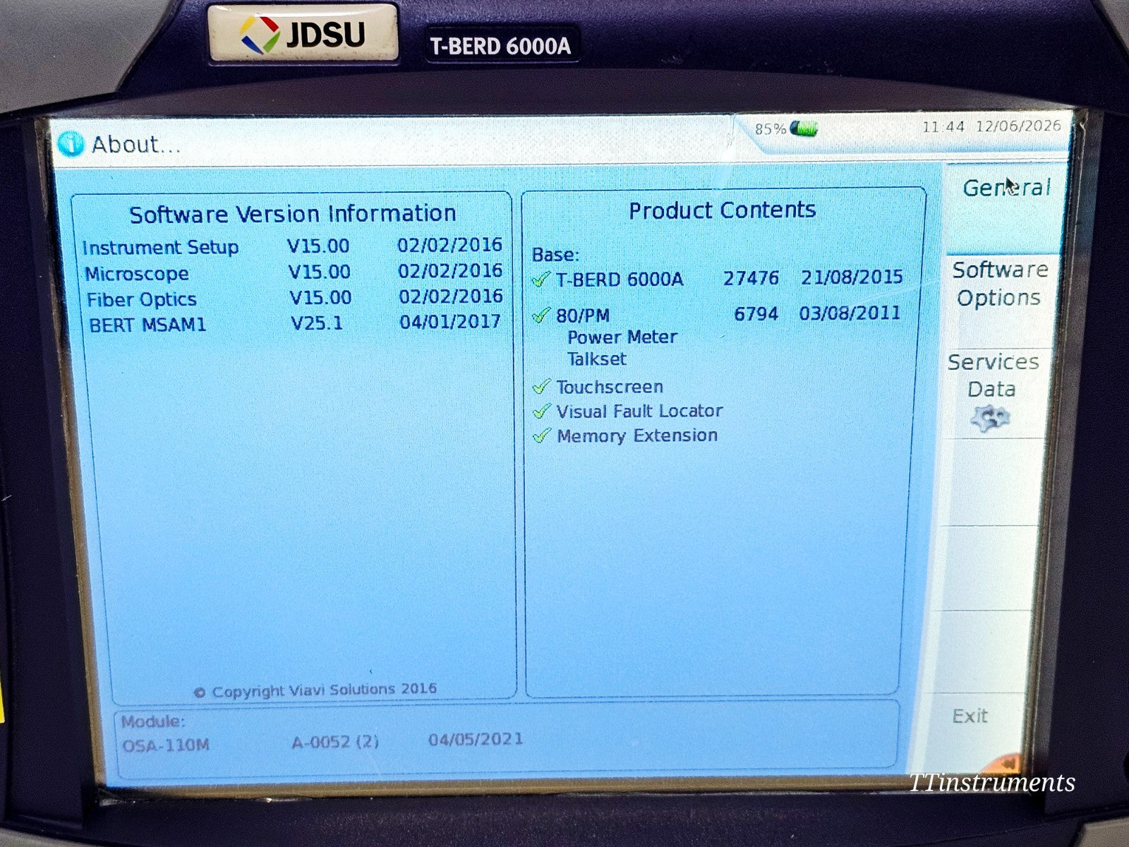 VIAVI JDSU fibre optic test equipment accessory and cable detail