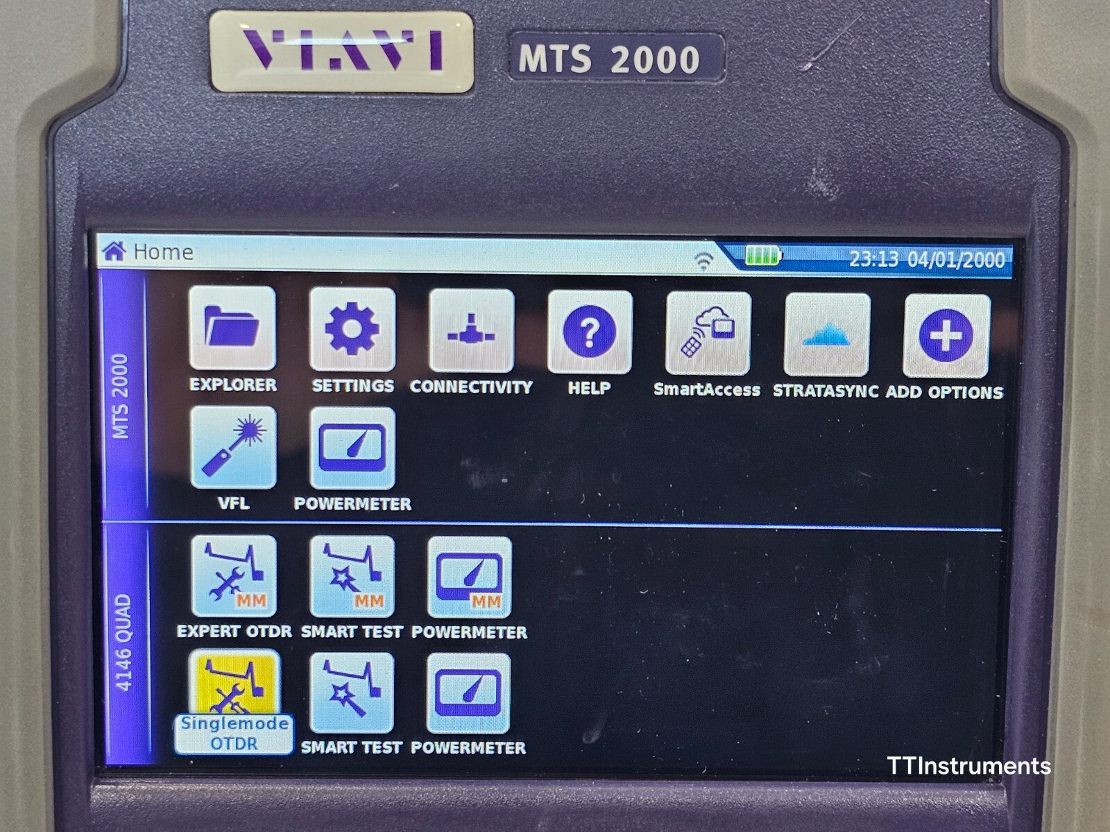 Calibrated Viavi JDSU MTS 2000 PM/VFL +4146 QUAD OTDR SM MM 850/1300 1310/1550nm