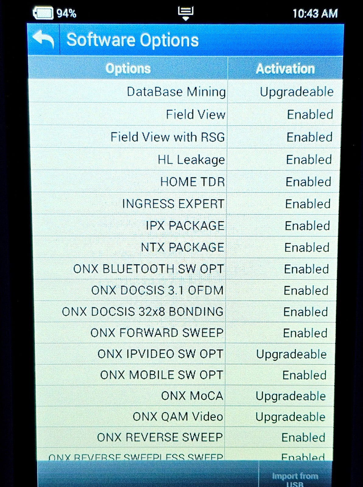 Viavi ONX-630 DSAM Meter DOCSIS 3.1 Forward Reverse Sweep 65/200 MHz 1.2/1.2 GHz