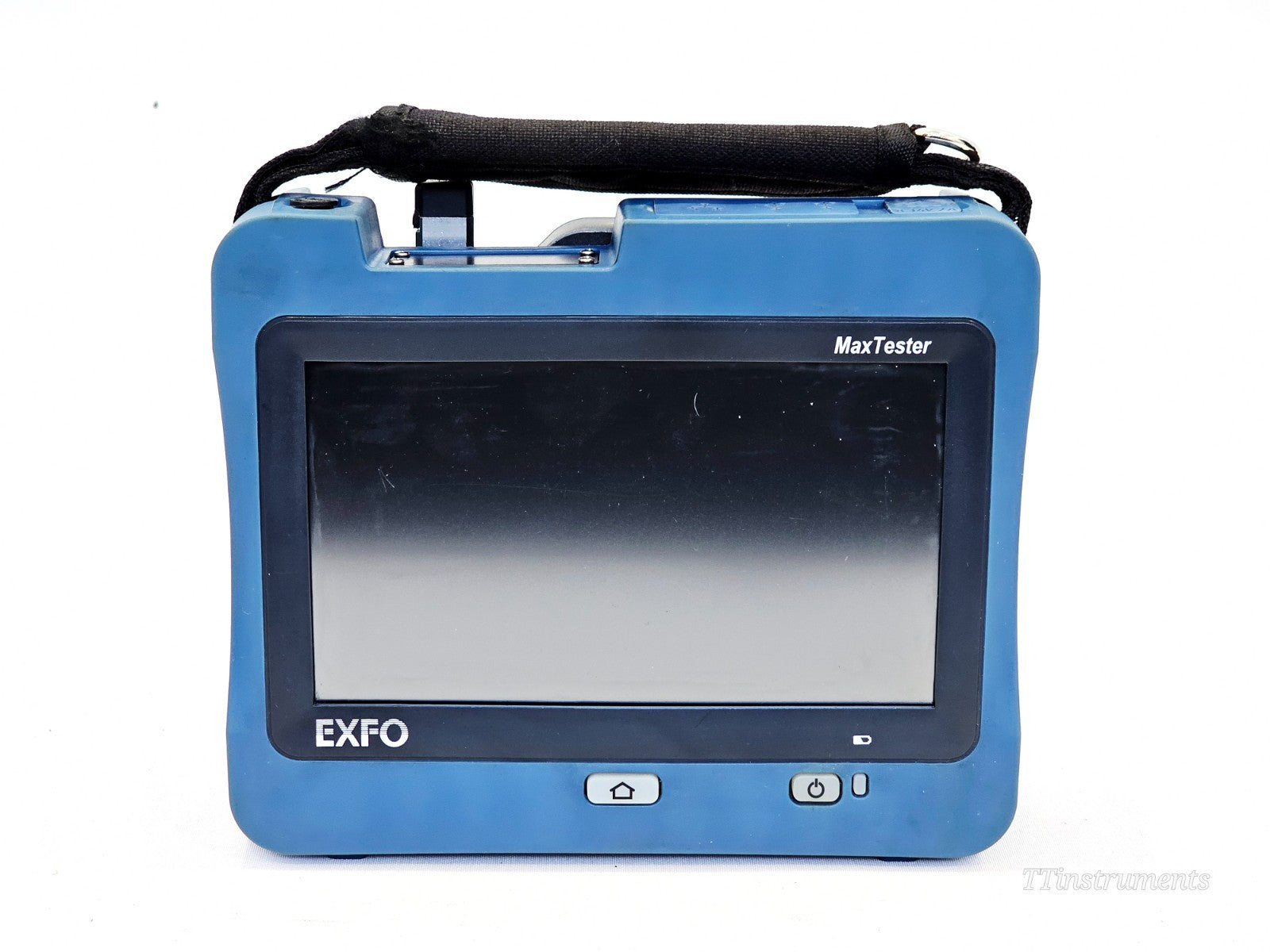 EXFO MAX-730D-SM8 MaxTester OTDR front view showing 7-inch touchscreen, EXFO branding and control buttons
