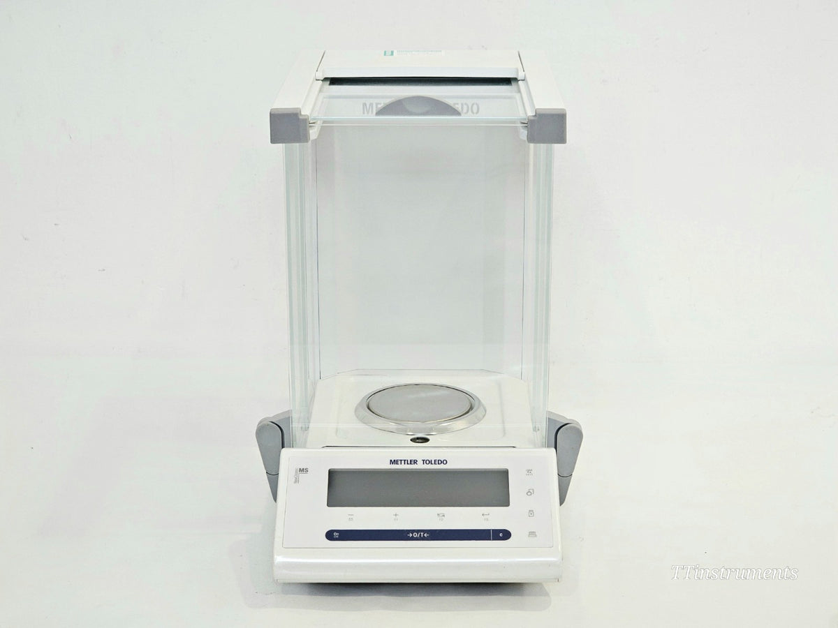 Mettler Toledo lab balance side view showing housing and build quality