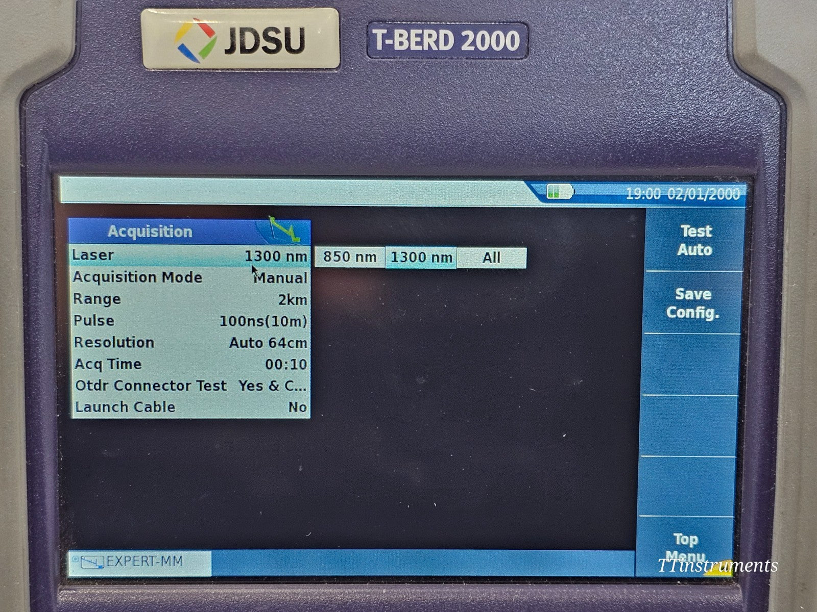 Viavi 4146 QUAD OTDR module close-up showing SM and MM optical ports