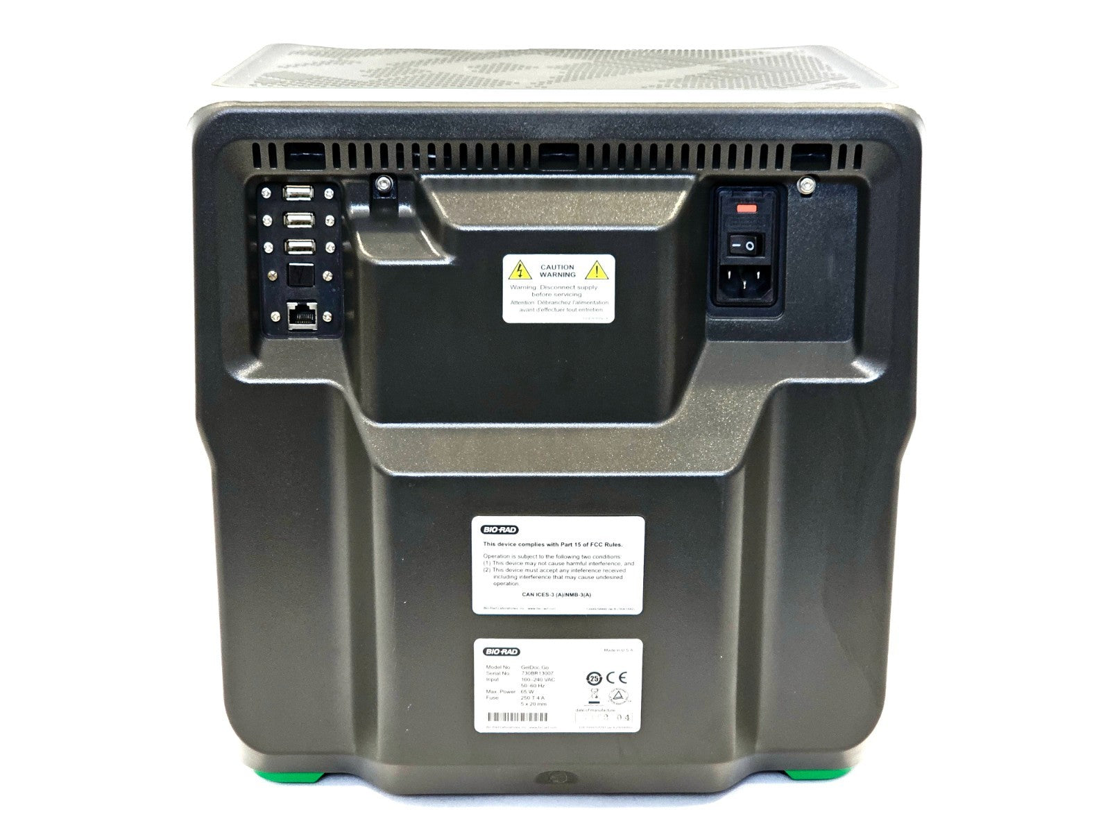 Bio-Rad GelDoc rear panel ports and connections detail