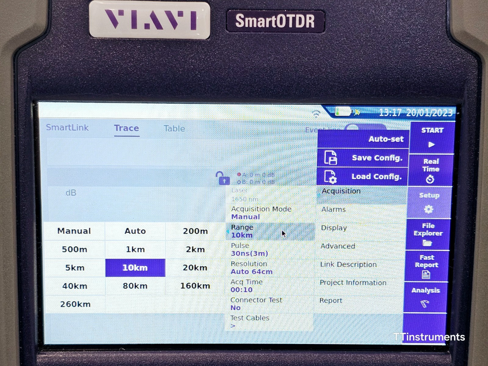 Viavi JDSU E118FA65PPM SmartOTDR 1650 nm 32 dB LIVE Filtered APC SM PON OTDR VFL