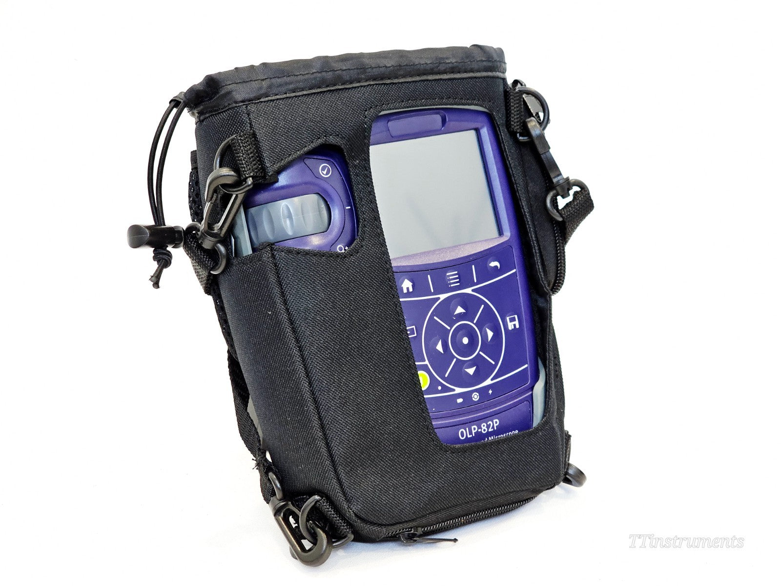 VIAVI JDSU OLP-82P Power Meter and Microscope in soft carry pouch, front panel and display visible