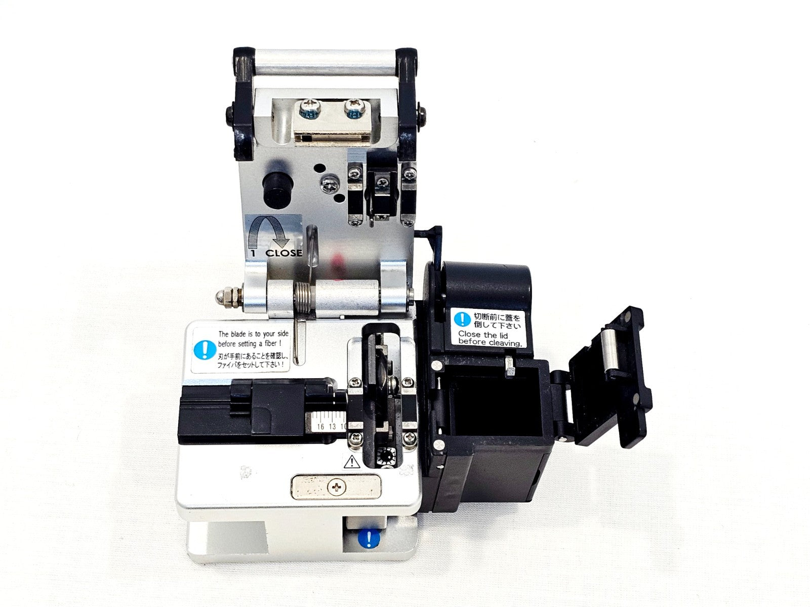 Sumitomo Electric fiber optic test equipment side angle view showing ports and connectors