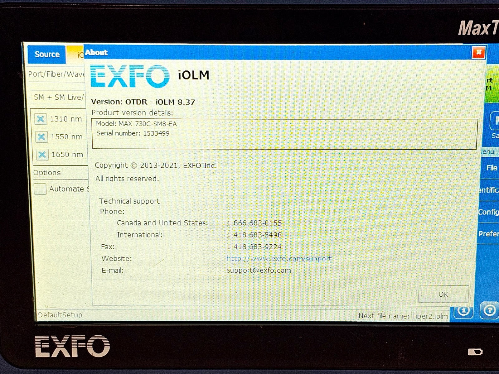 EXFO MAX-730C-SM8-EA OTDR accessory and carry case view