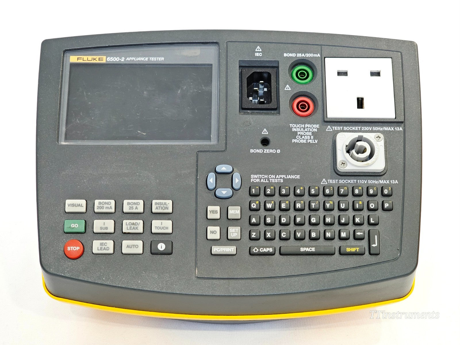 Fluke 6500-2 PAT tester front panel display and controls close-up