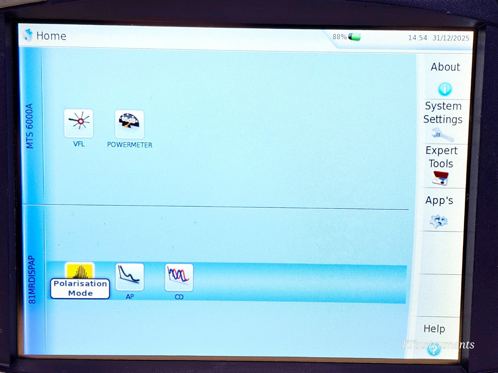 Viavi JDSU MTS 6000A with 81MRDISPAP CD PMD AP Dispersion Analyzer 1260-1640 nm