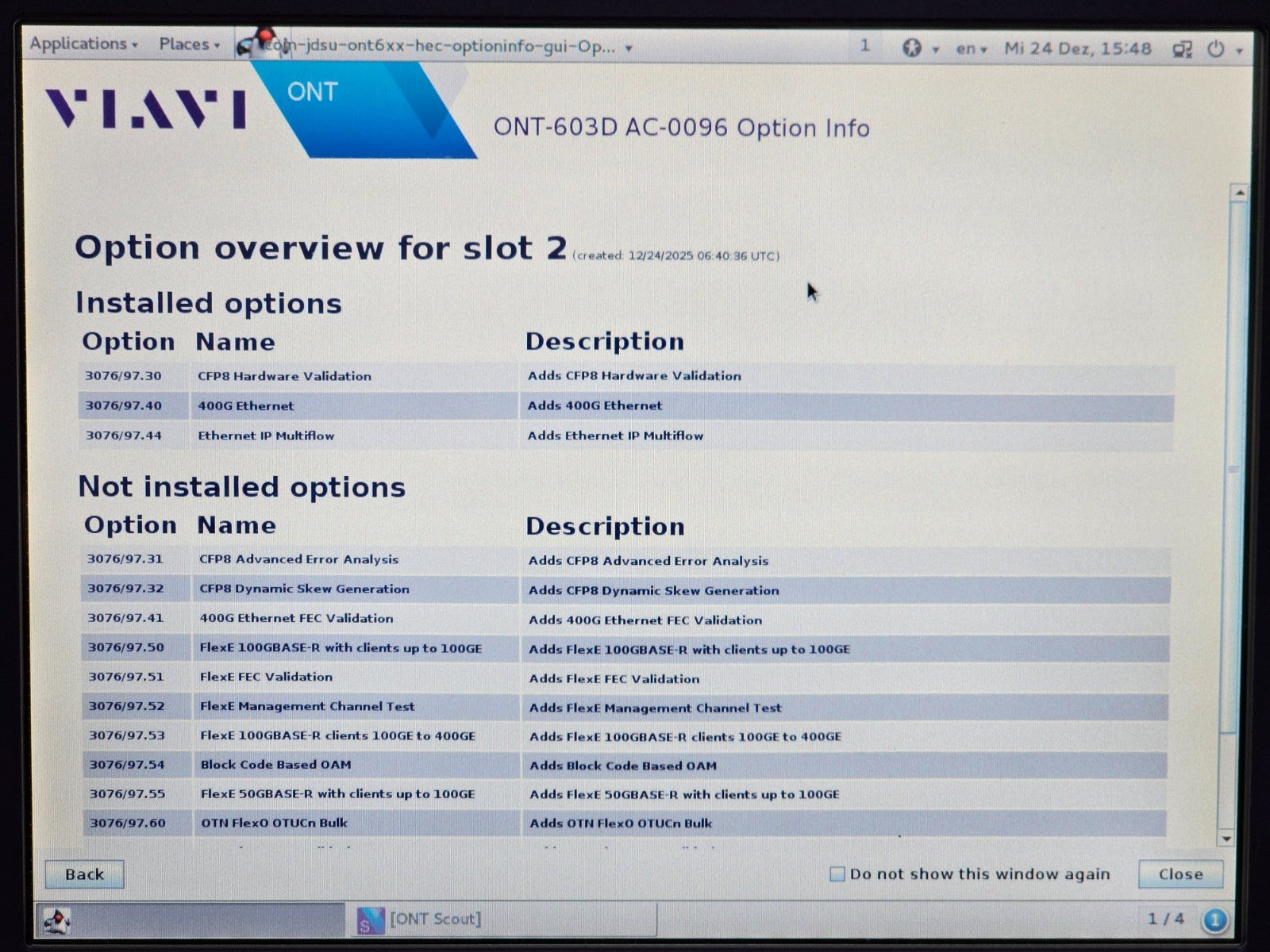 Viavi JDSU ONT-603 H/D 400G CFP8 Ethernet Tester ONT-600 3076/01 ONT-603D