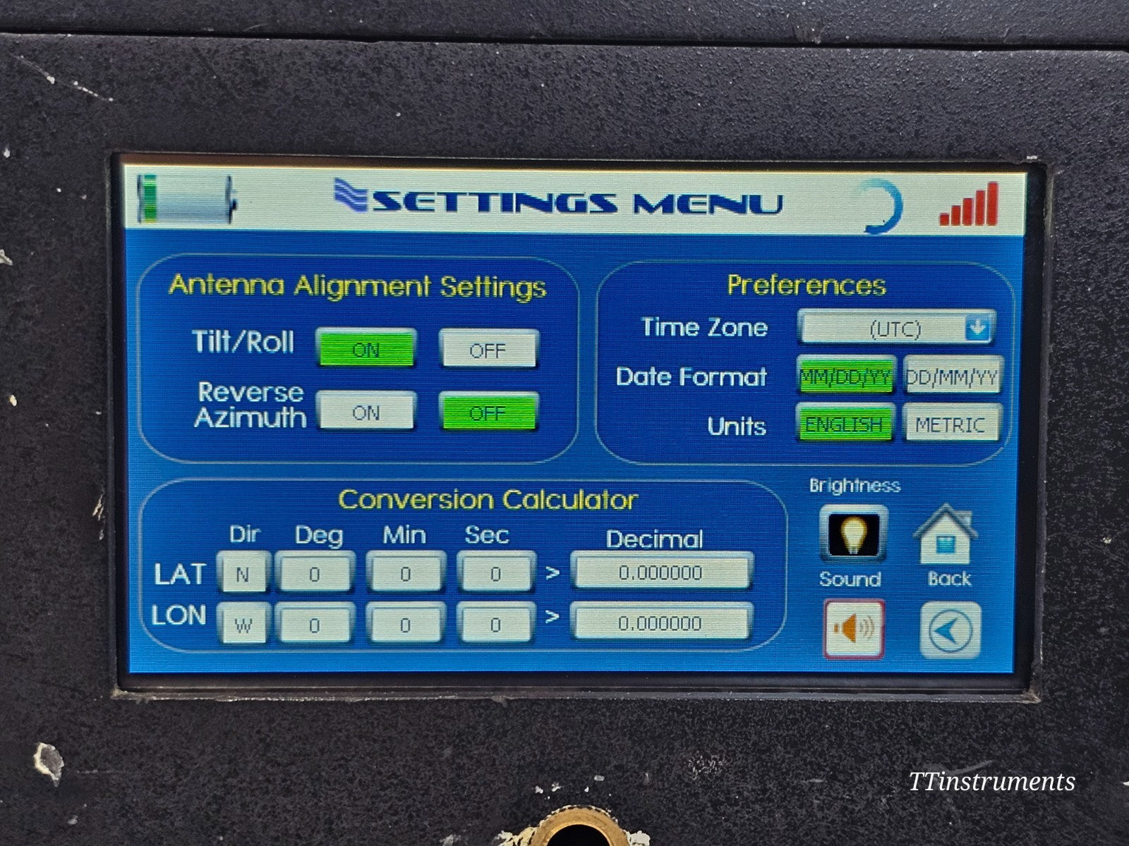 Viavi RFA-1000 antenna aligner label showing model number and serial information
