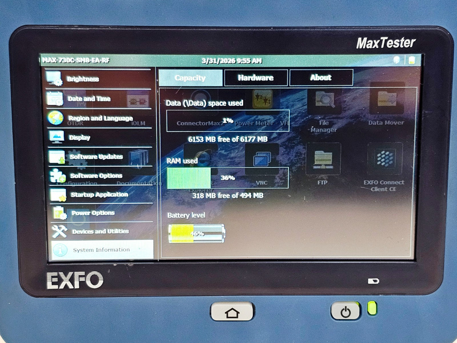 EXFO MAX-730C-SM8-EA cosmetic condition close-up used test equipment