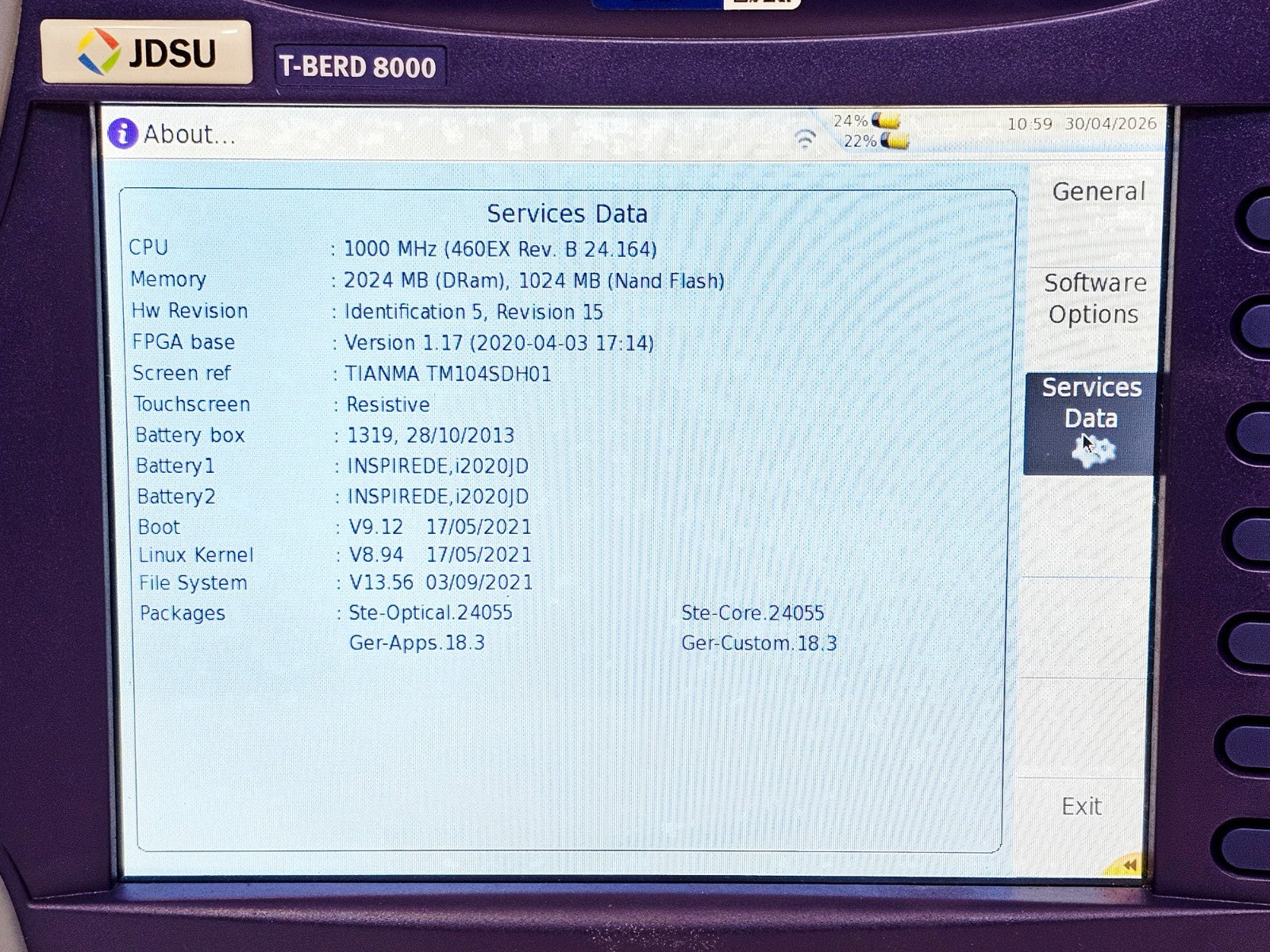 VIAVI T-BERD 8000E + 81MRDISPAP + 81BBS2A CD PMD AP Fibre Test System 1260-164018