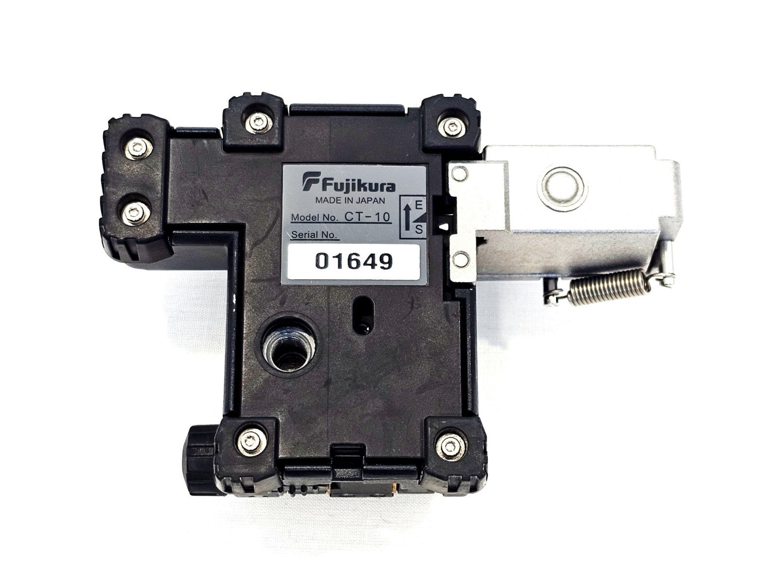 Fujikura CT-10 optical fibre cleaver close-up detail, used condition