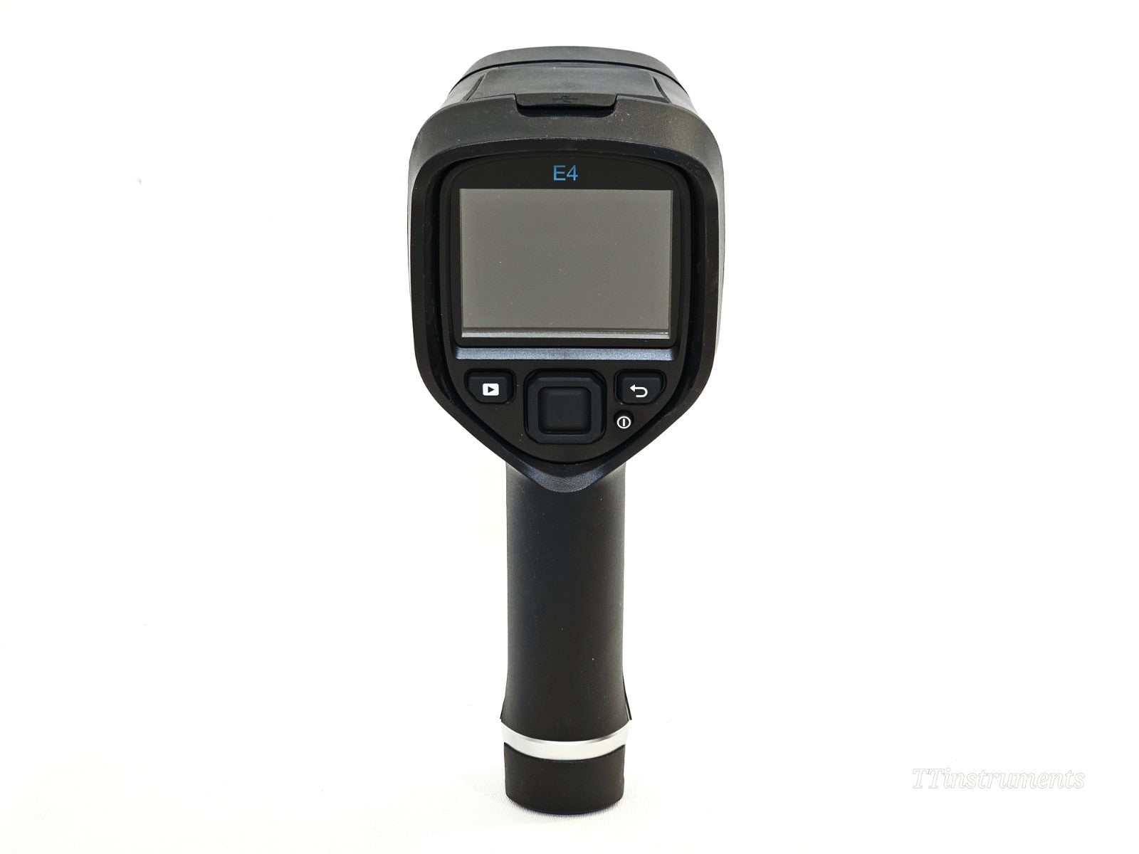 FLIR E4 thermal imager rear view showing LCD display screen