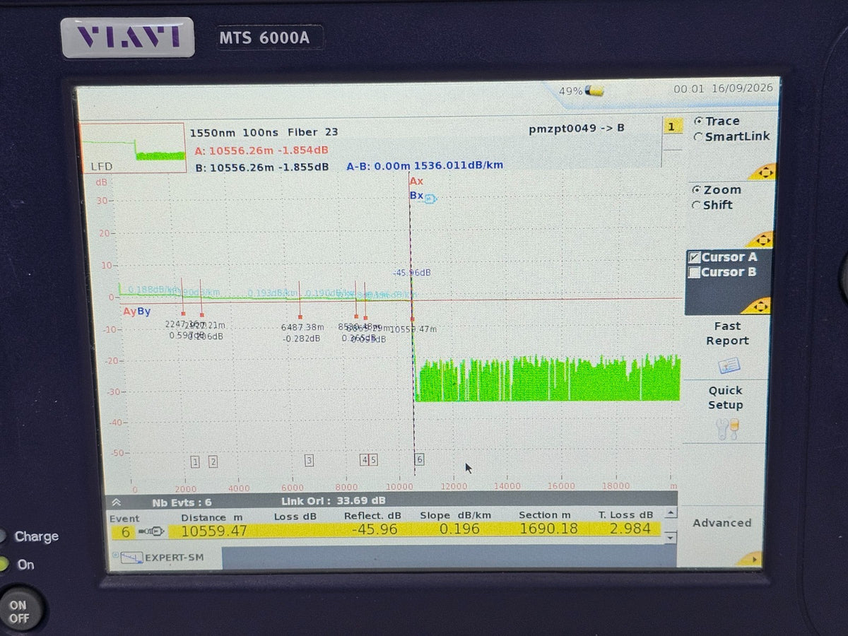 VIAVI MTS OTDR power adapter and charging connection