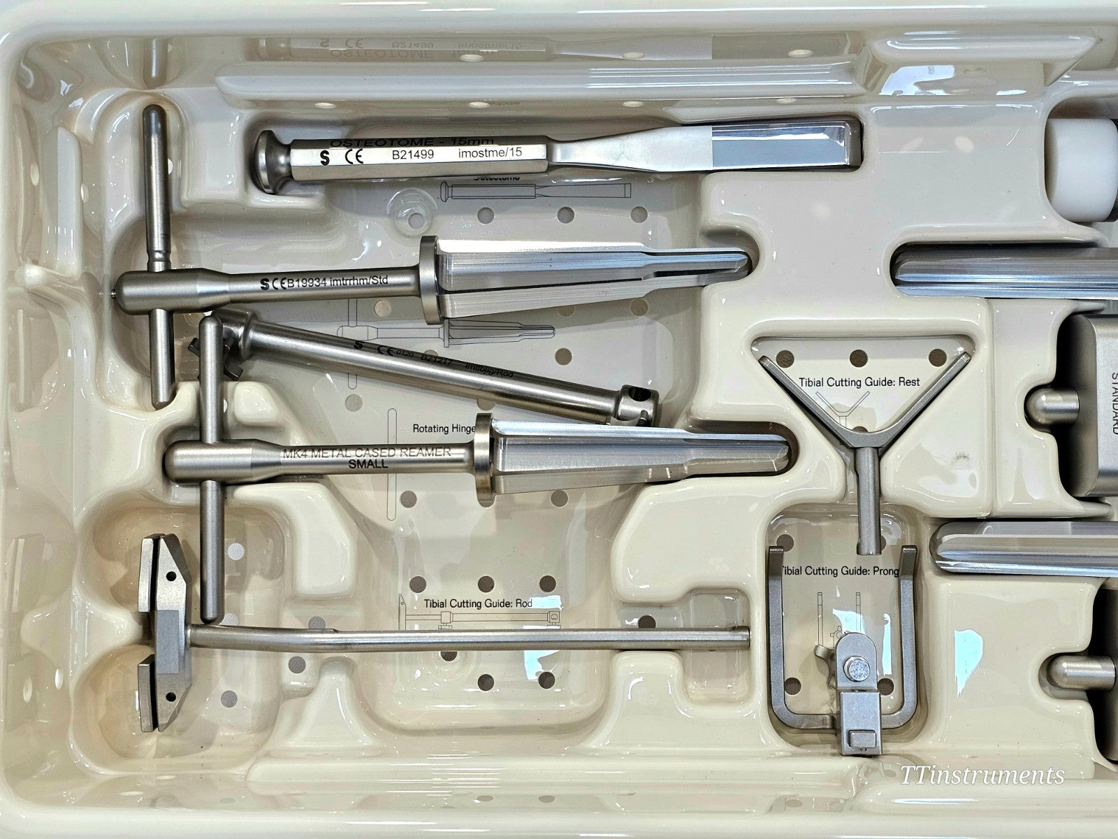 Stryker Stanmore femoral augment trials and trial inserters from surgical instrument set