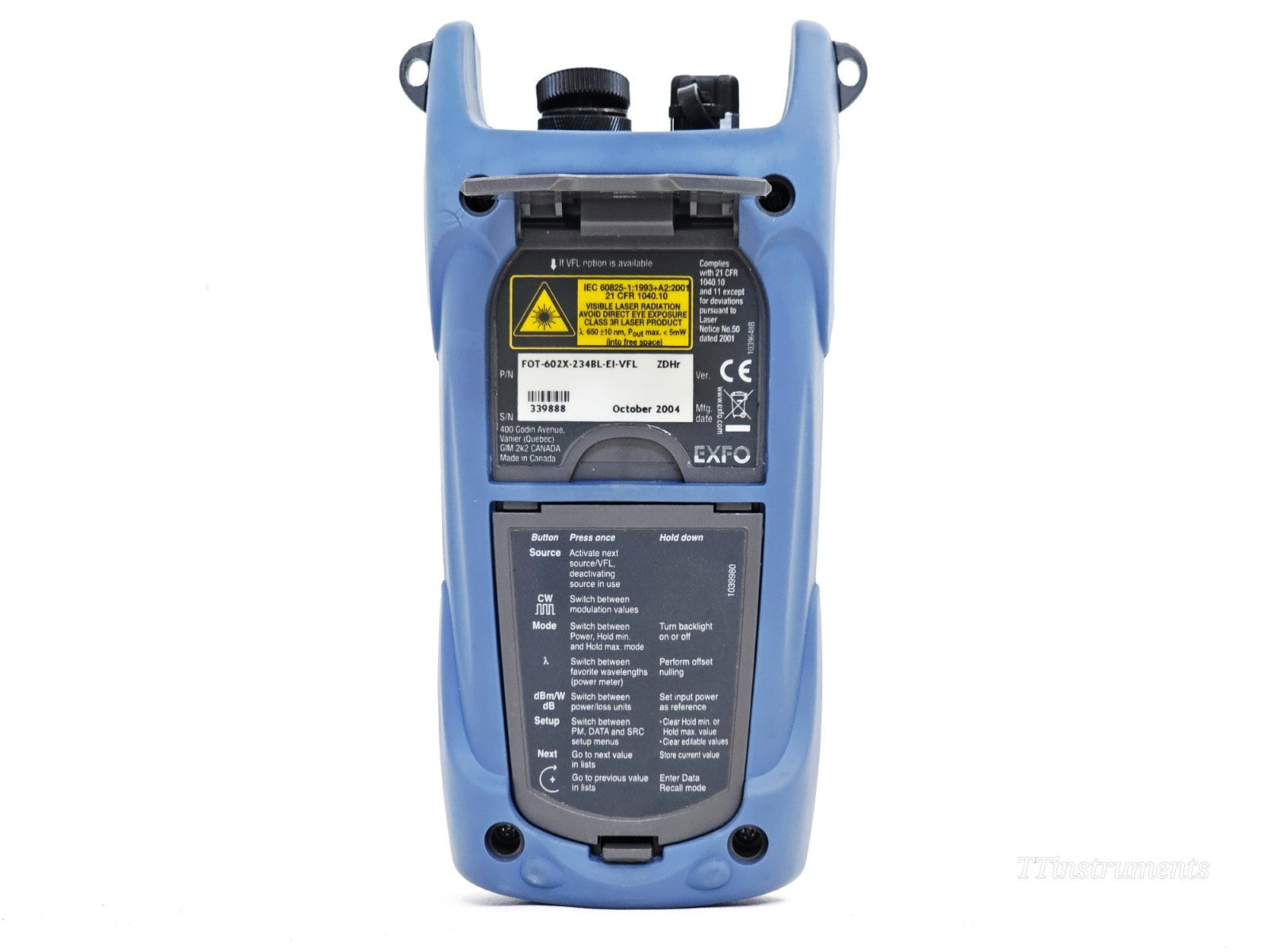EXFO FOT-600 used fibre optic tester display screen