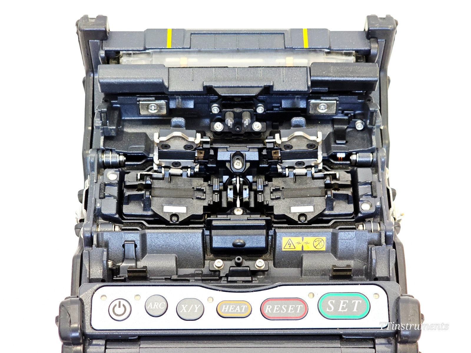 Fujikura FSM-70S fusion splicer side panel showing ports and connectivity interfaces