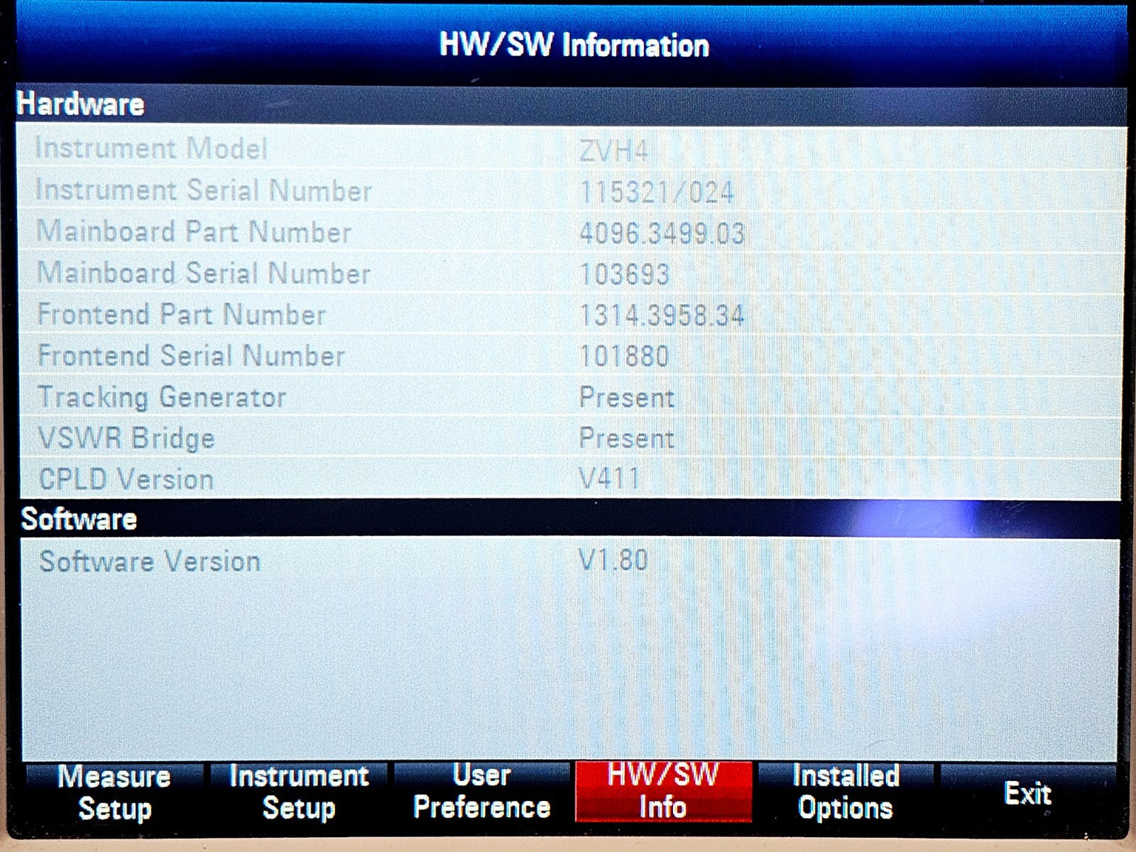 Rohde & Schwarz ZVH4 Cable and Antenna Analyzer 100kHz - 3.6GHz Options K40 K1