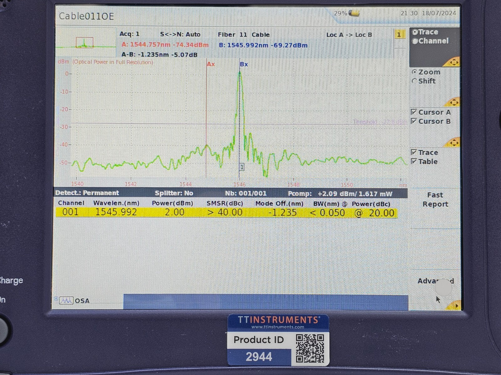 Viavi JDSU 6000A V2 + OSA-110M 1250 - 1650 nm OSA Optical Spectrum Analyzer #5