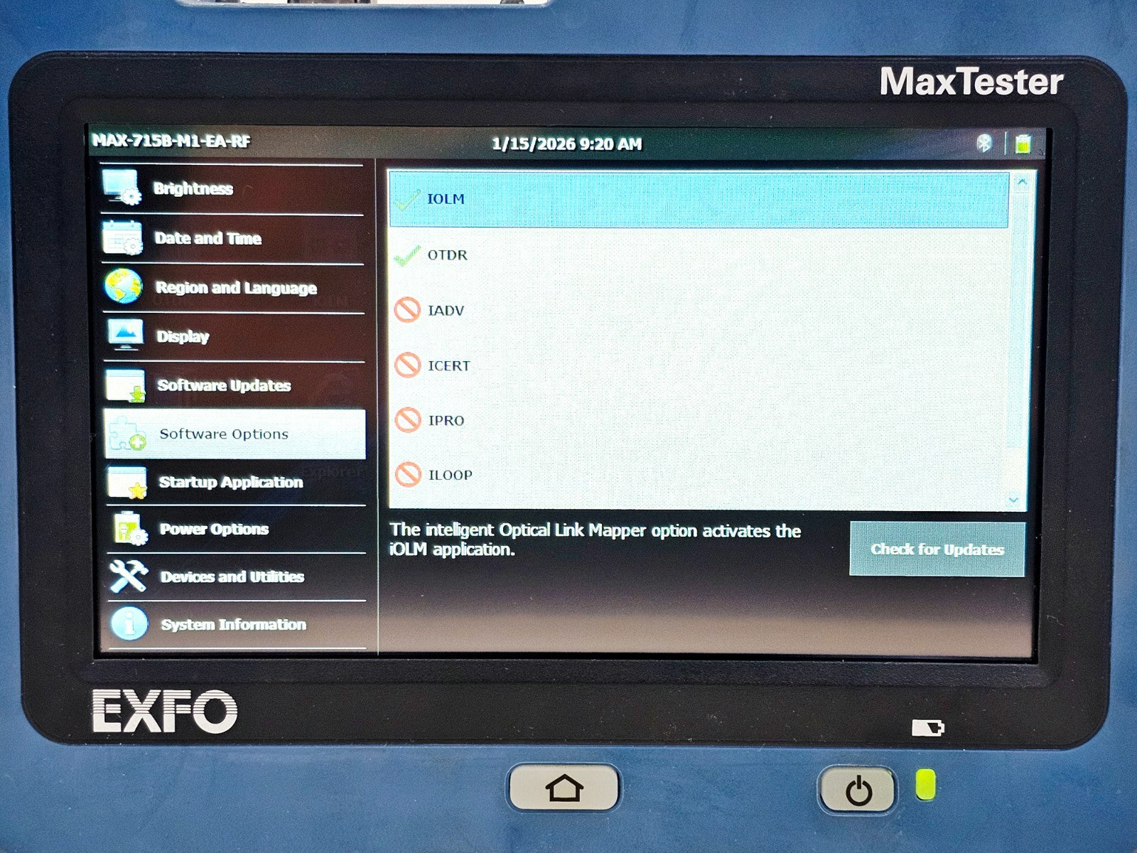 EXFO MAX-715B-M1 iOLM OTDR MaxTester 1310/1550 nm APC SM